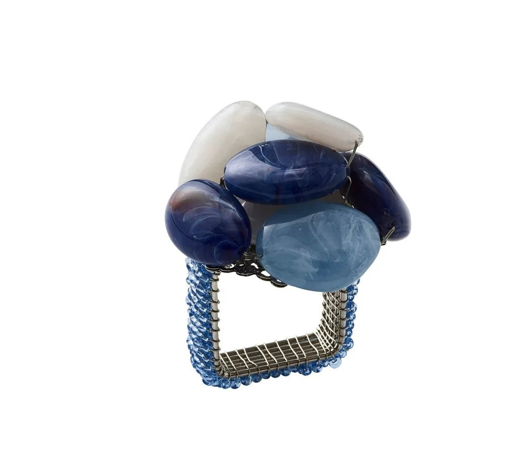 Sea Stone Napkin Ring Set/4 - Navy