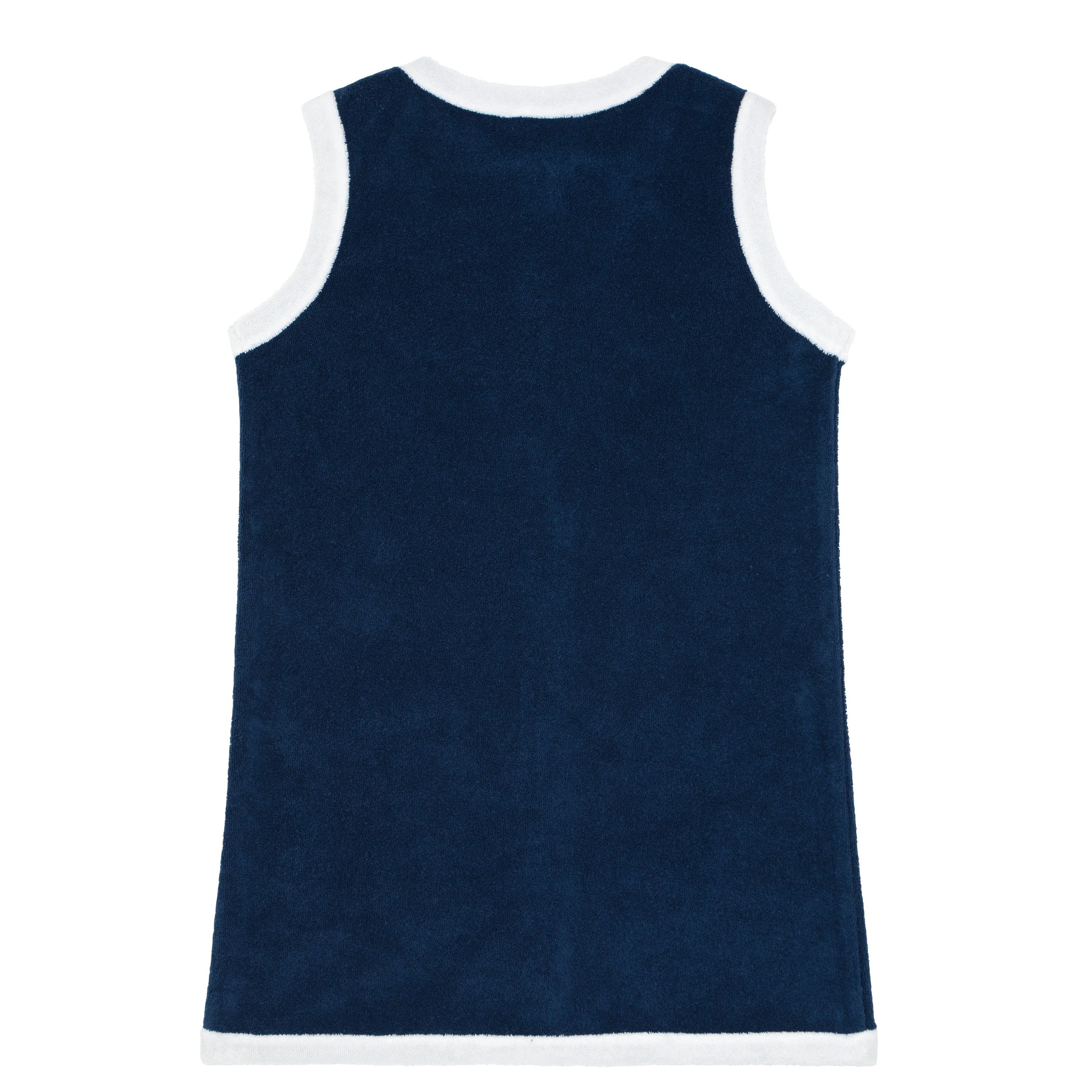 Girls Navy French Terry Sleeveless Button Down Dress