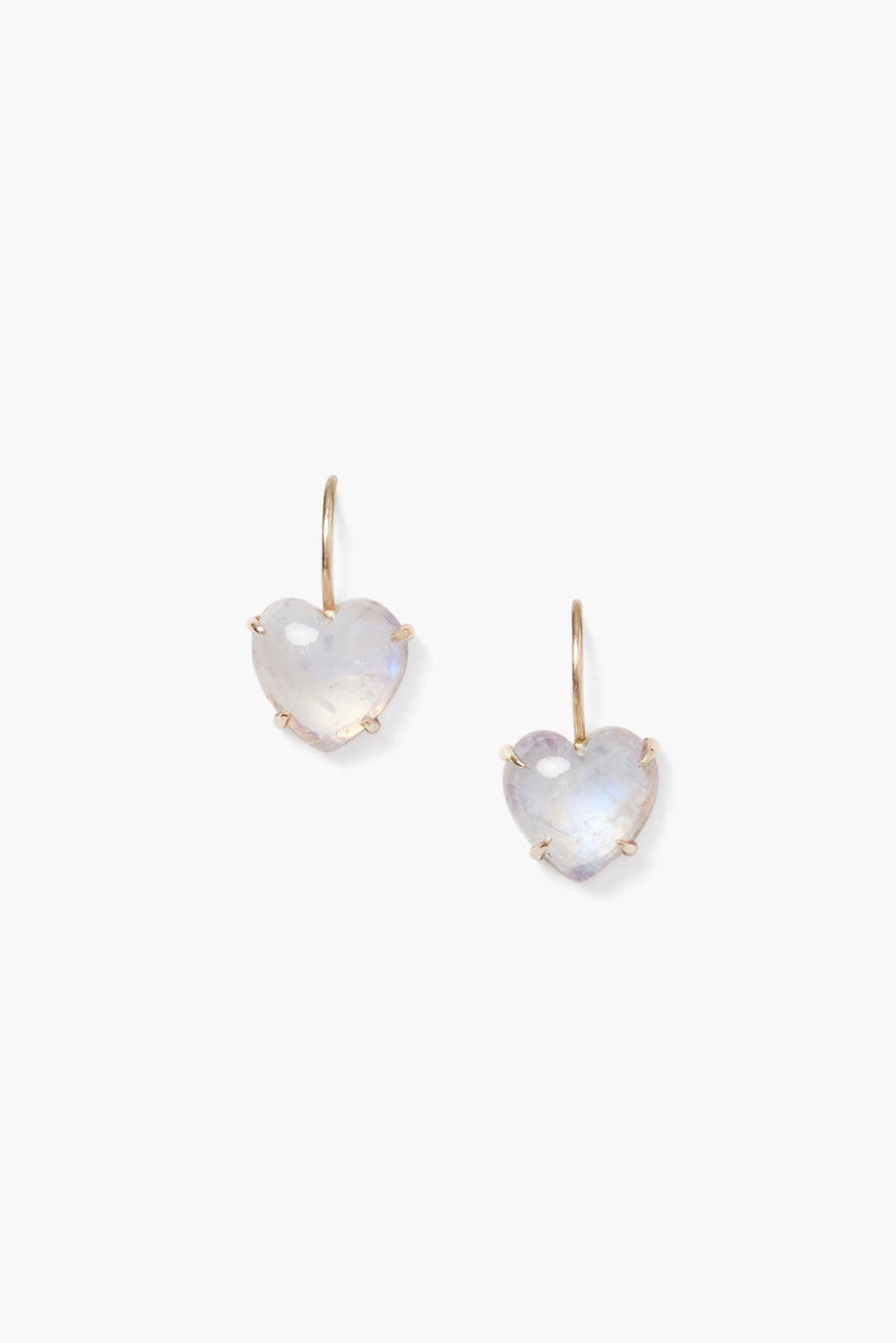 14K Moonstone Heart Earring