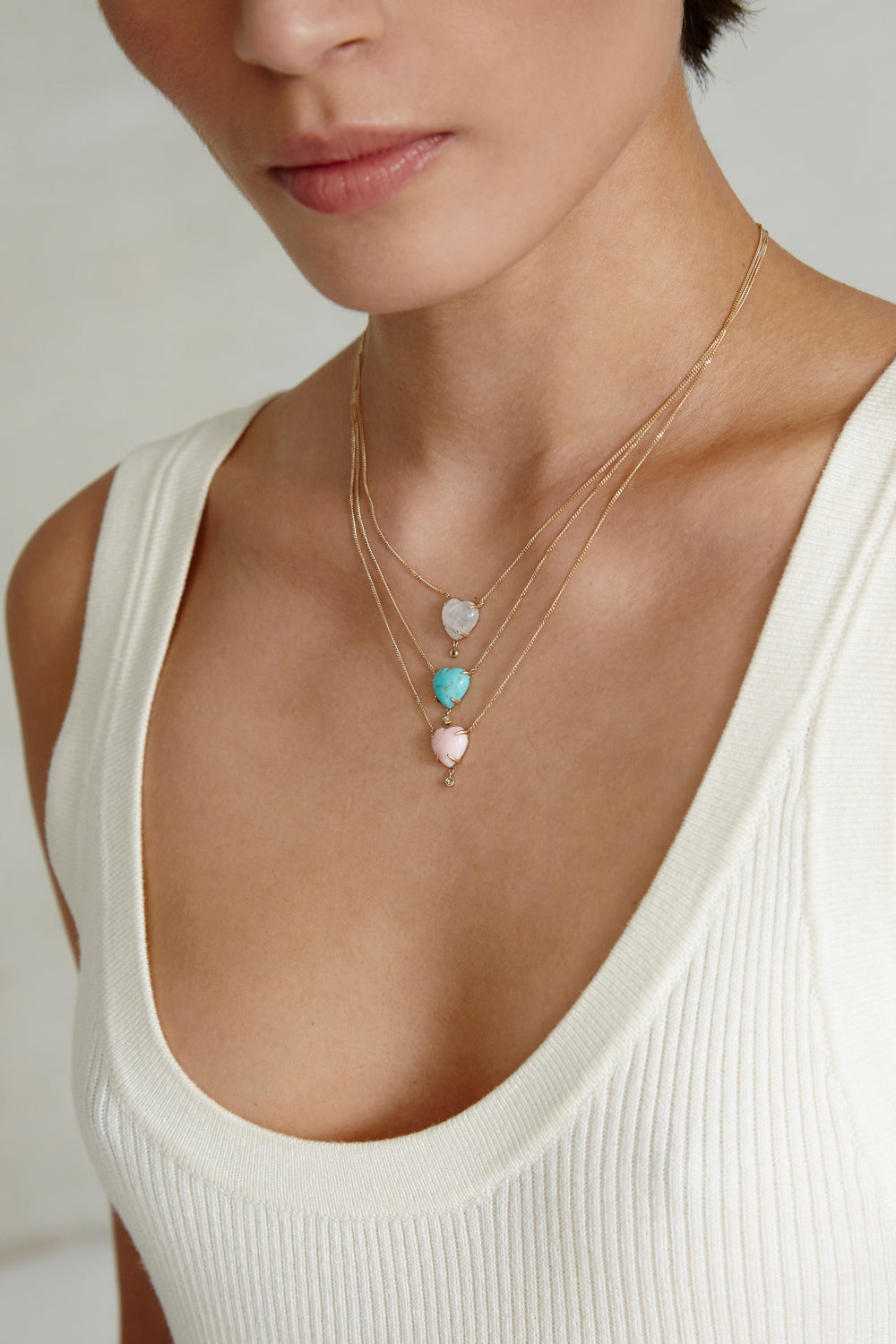 14K Moonstone Heart Necklace