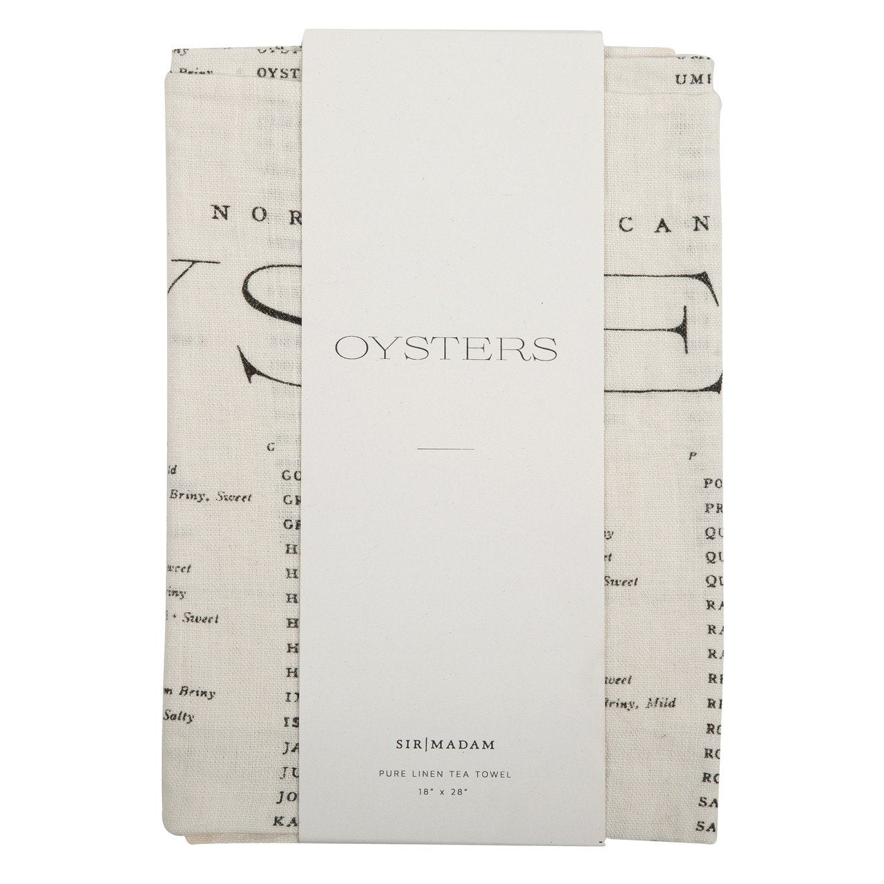 Oyster List Tea Towel