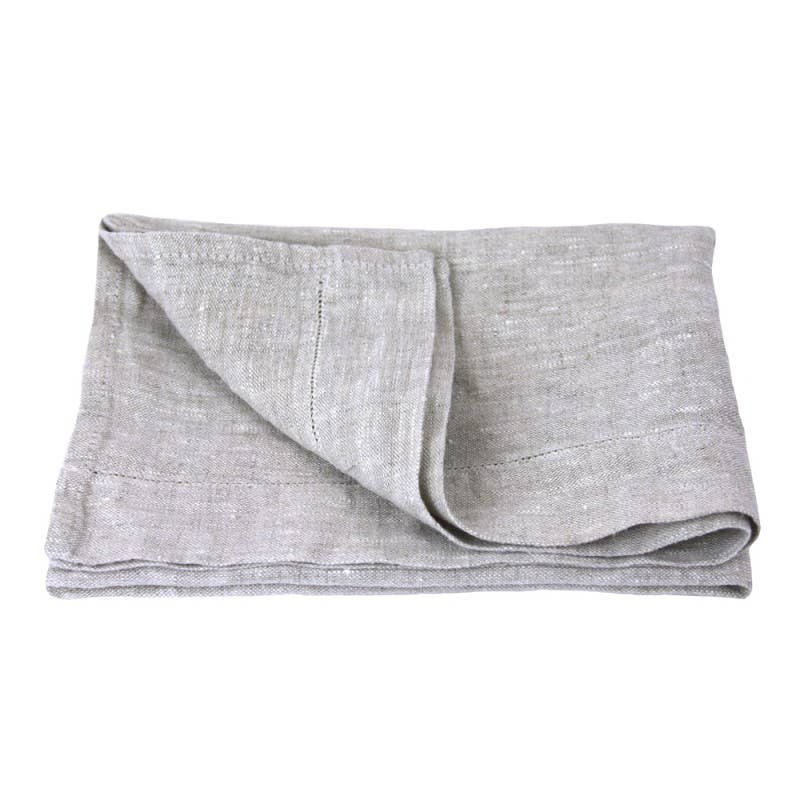 Stonewashed Linen Hand Towel - Light Natural & Dot Hemstitch