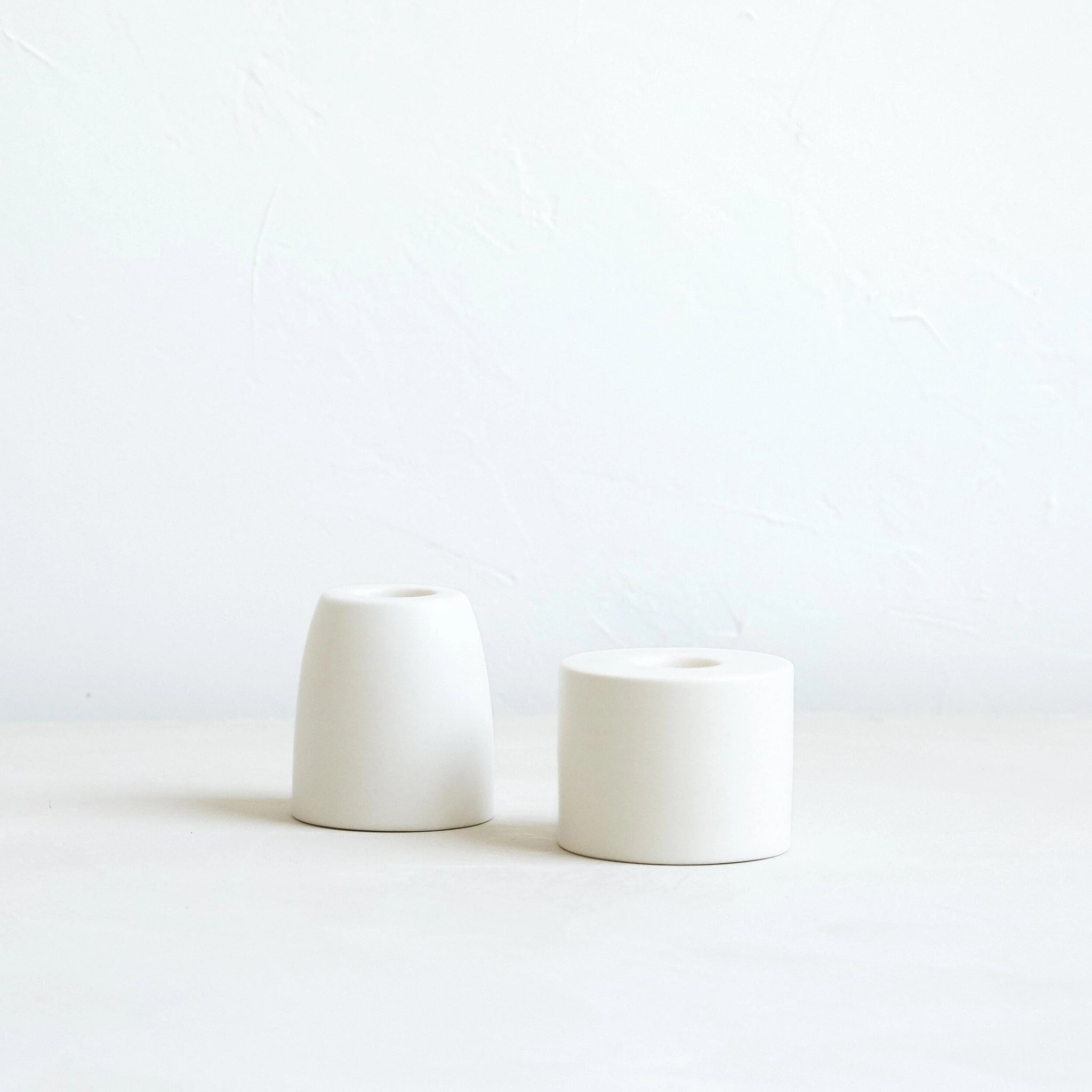 Petite Cylinder Ceramic Taper Holder - Matte White