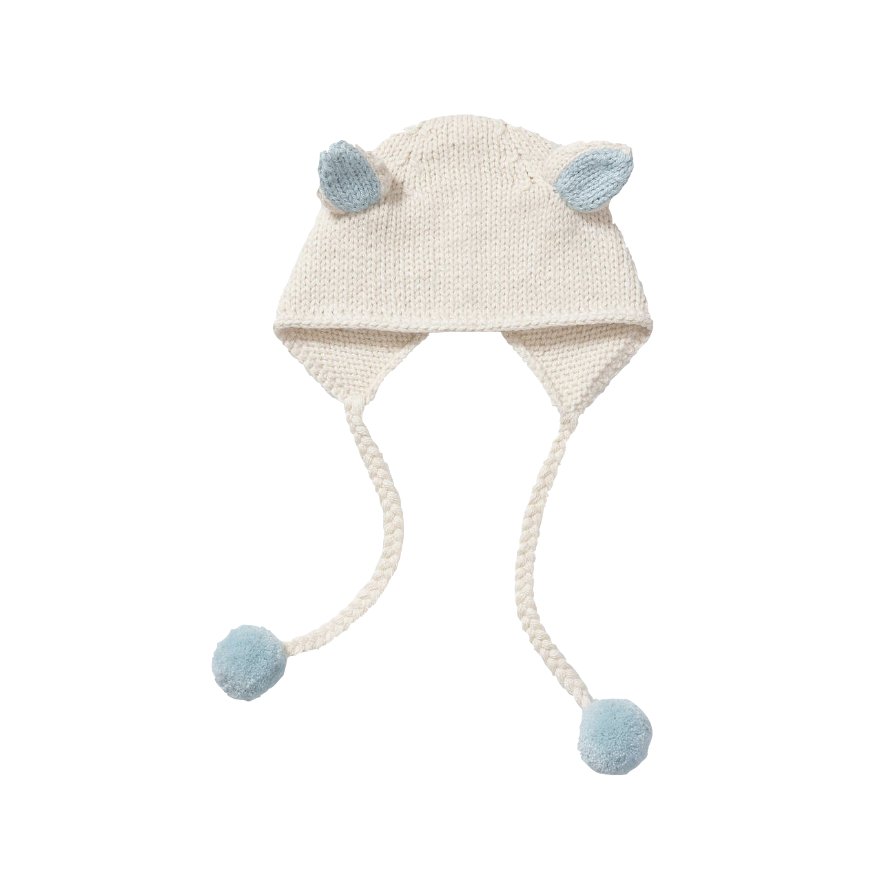 Bunny Hat- Ivory/Light Blue