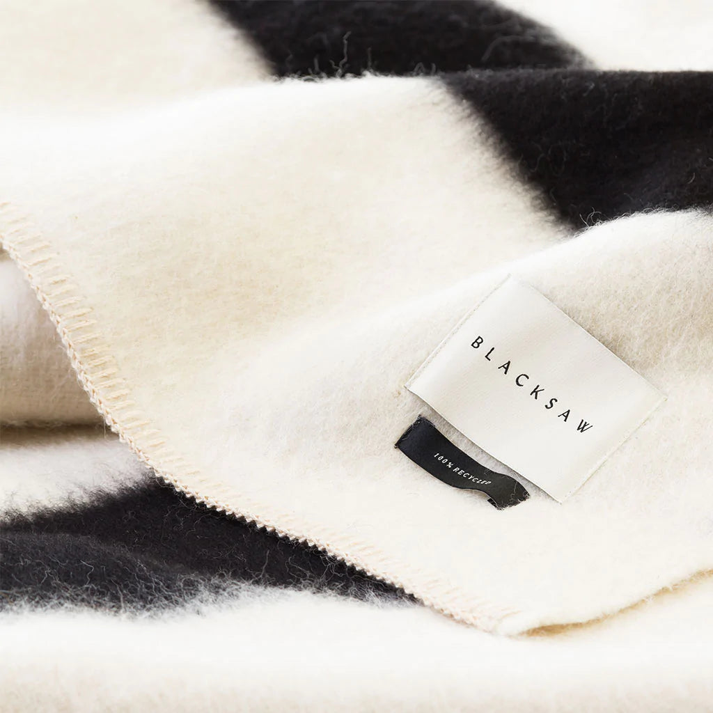 The Siempre Recycled Blanket - Ivory with Black Stripe
