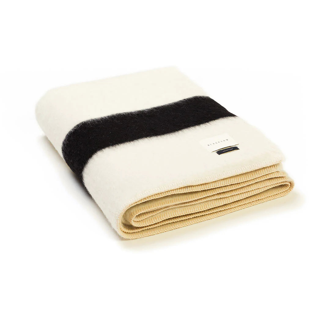 The Siempre Recycled Blanket - Ivory with Black Stripe