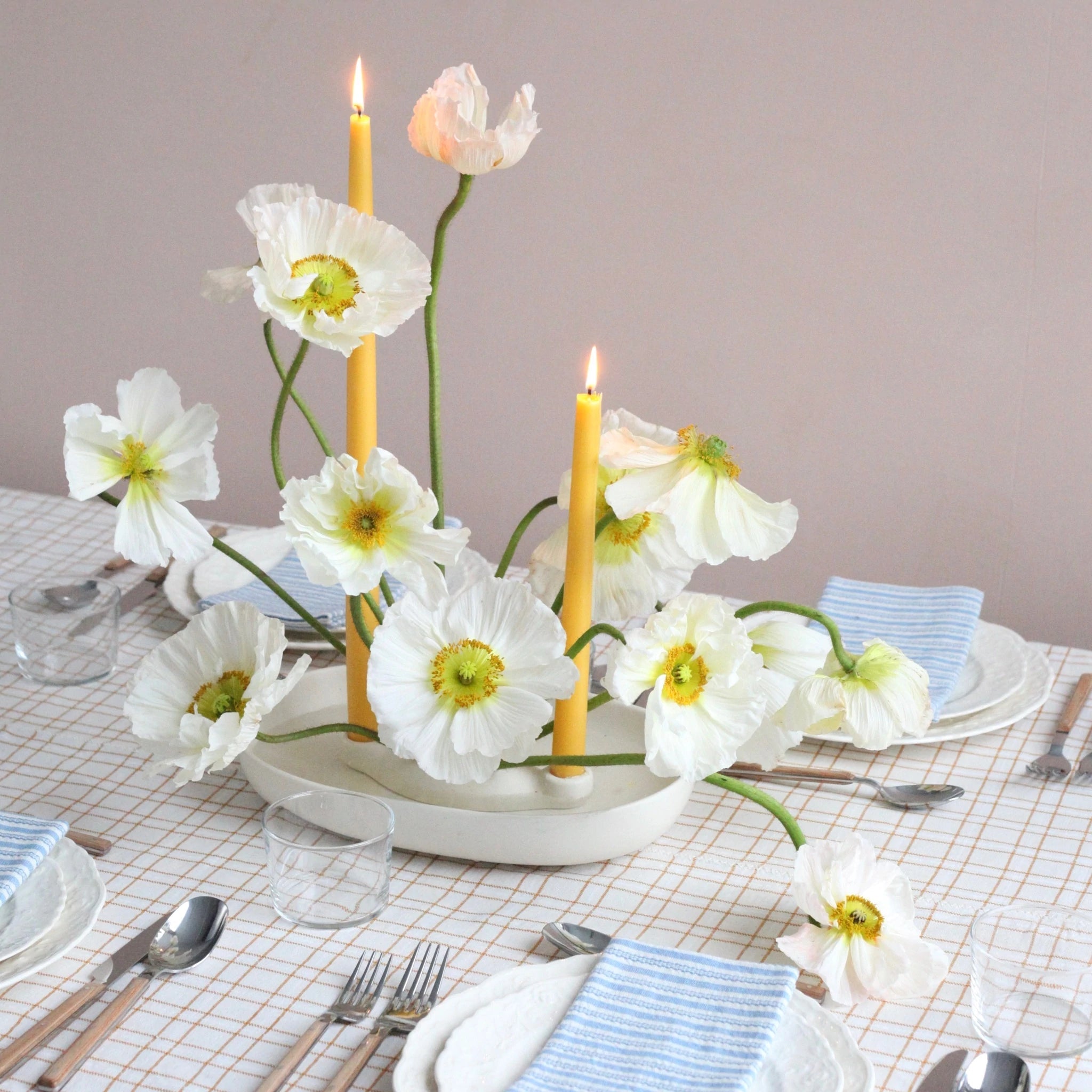 Dipped Taper Candles - Petal