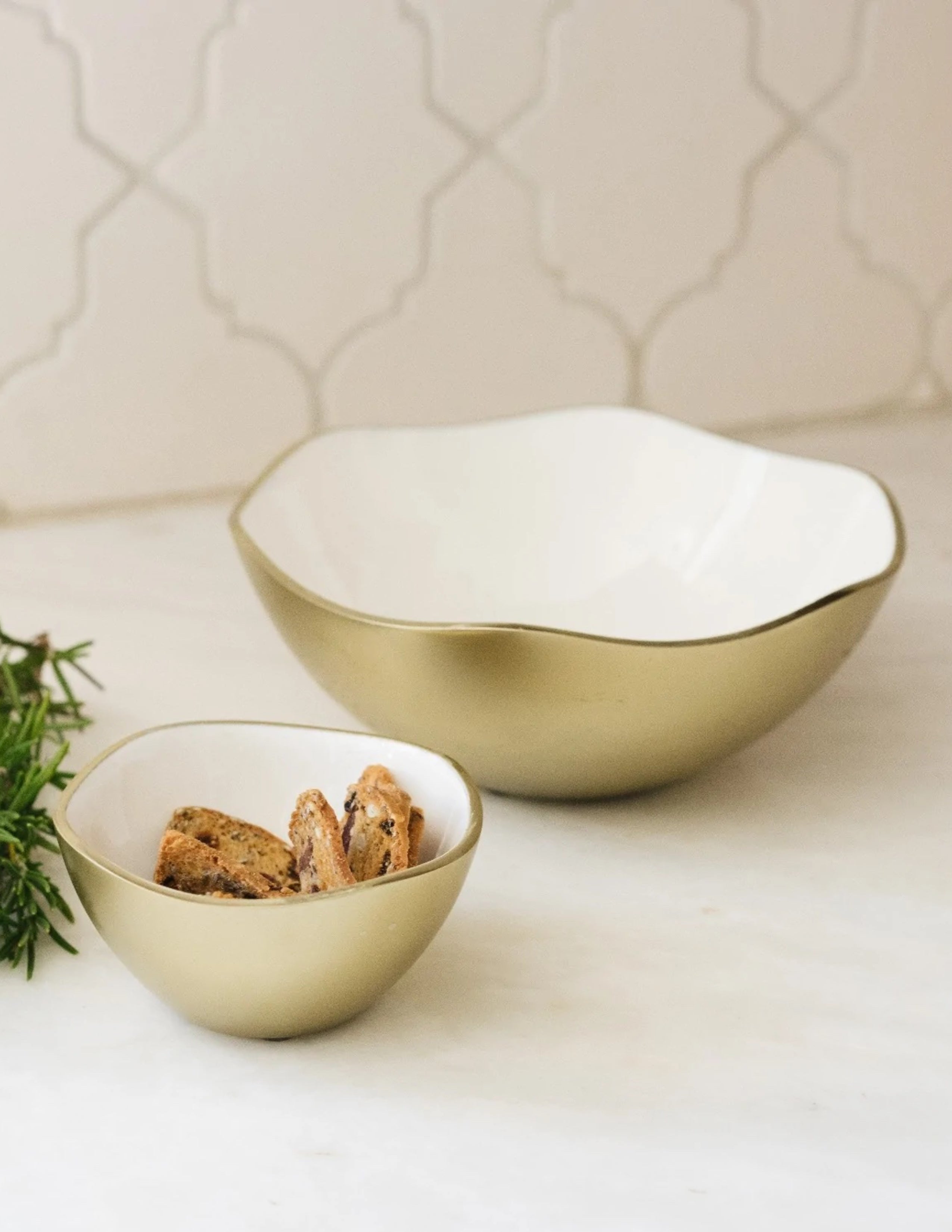 Champagne & Enamel Wave Edge Bowl