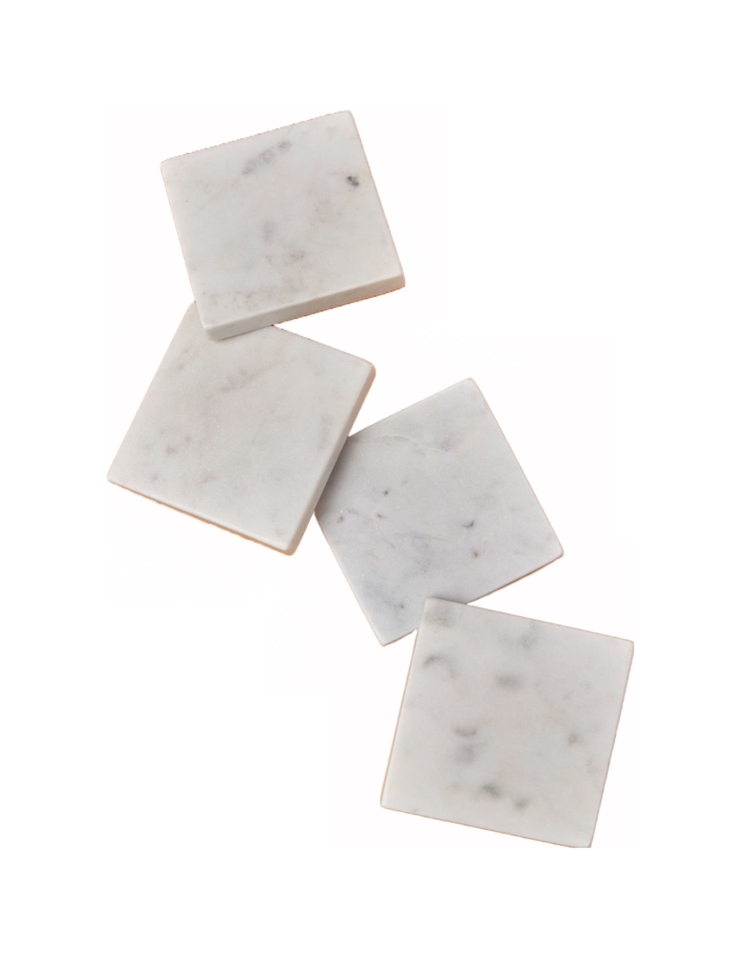 Square White Marble Coasters Set/4