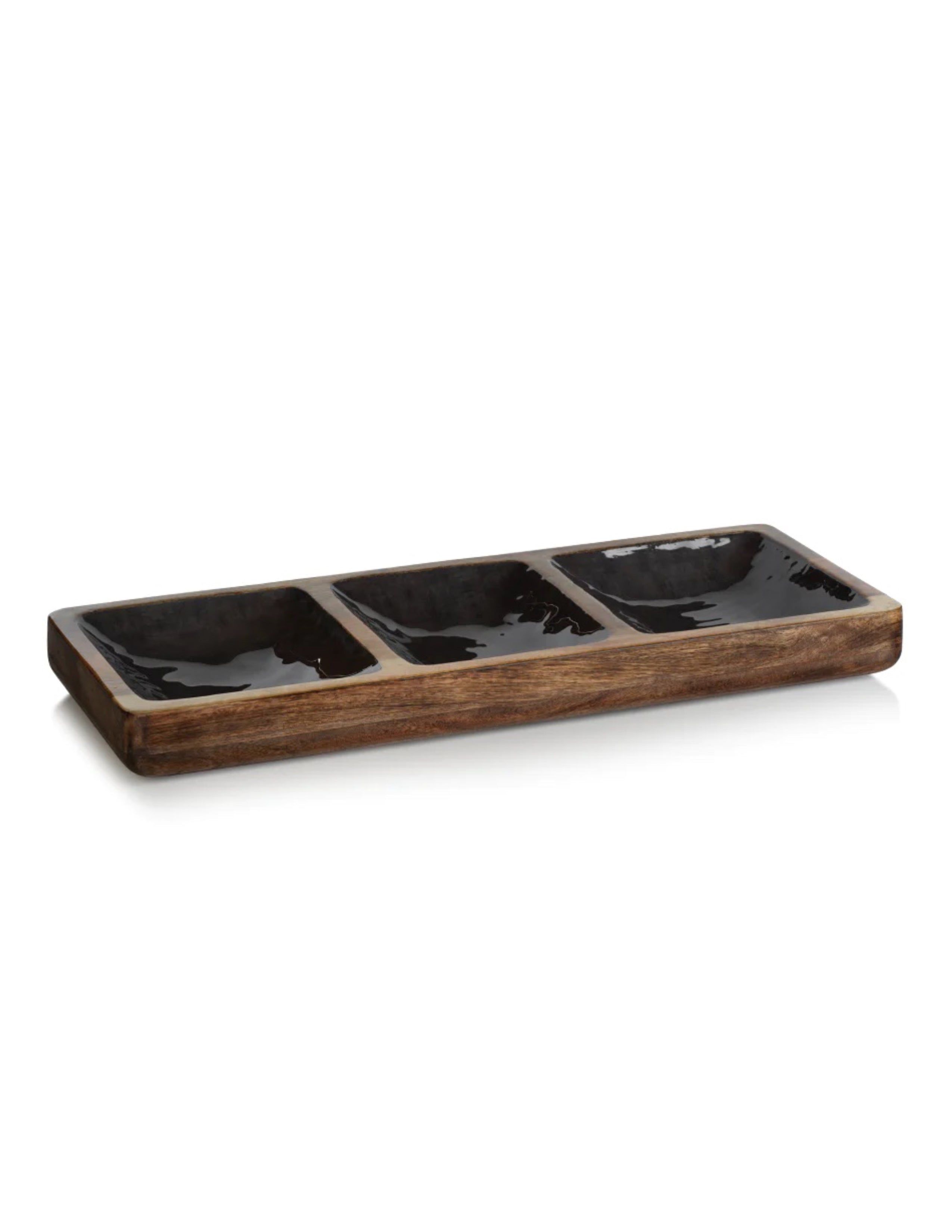 Desert Oasis Mango Wood Sectional Condiment Set