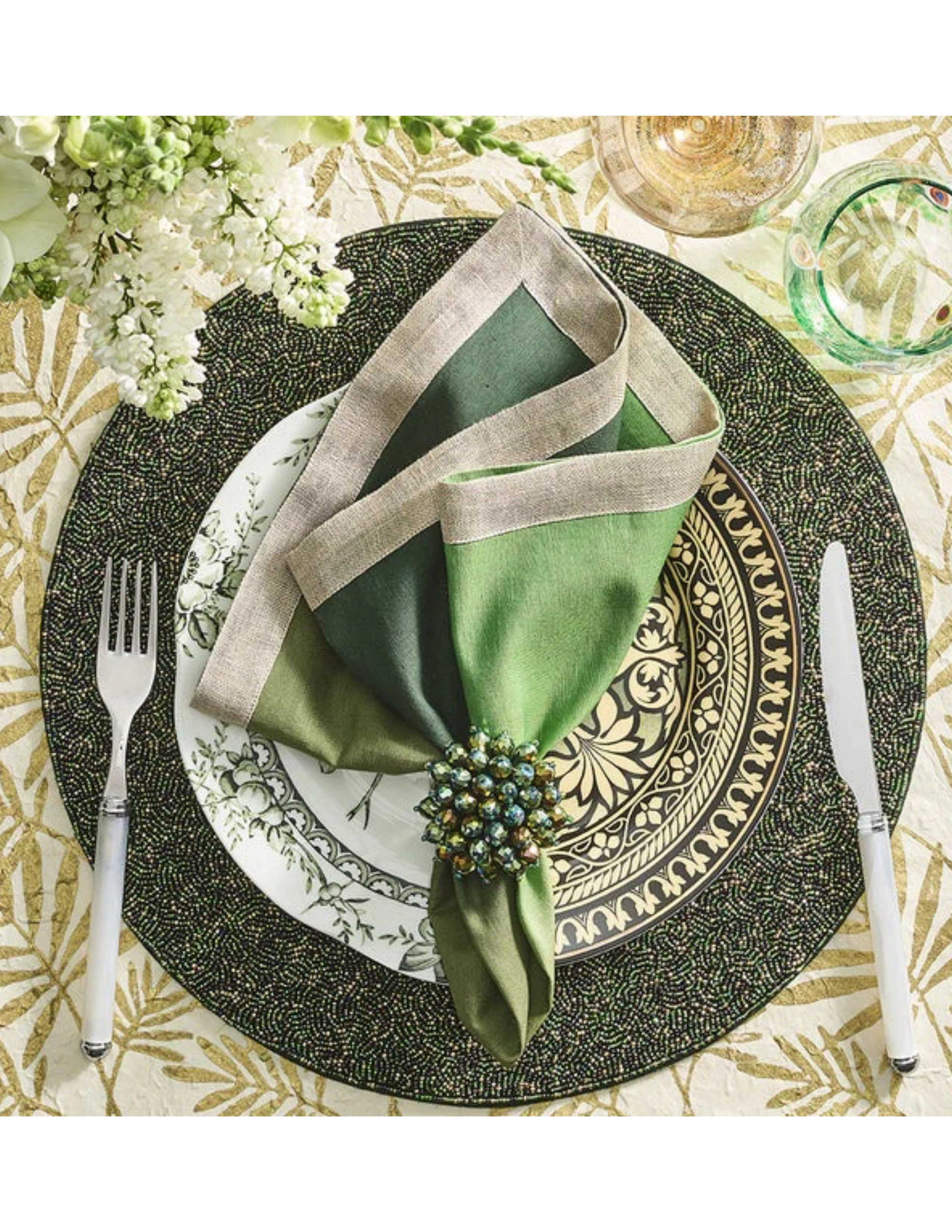 Dip Dye Napkin Set/4 - Olive & Green