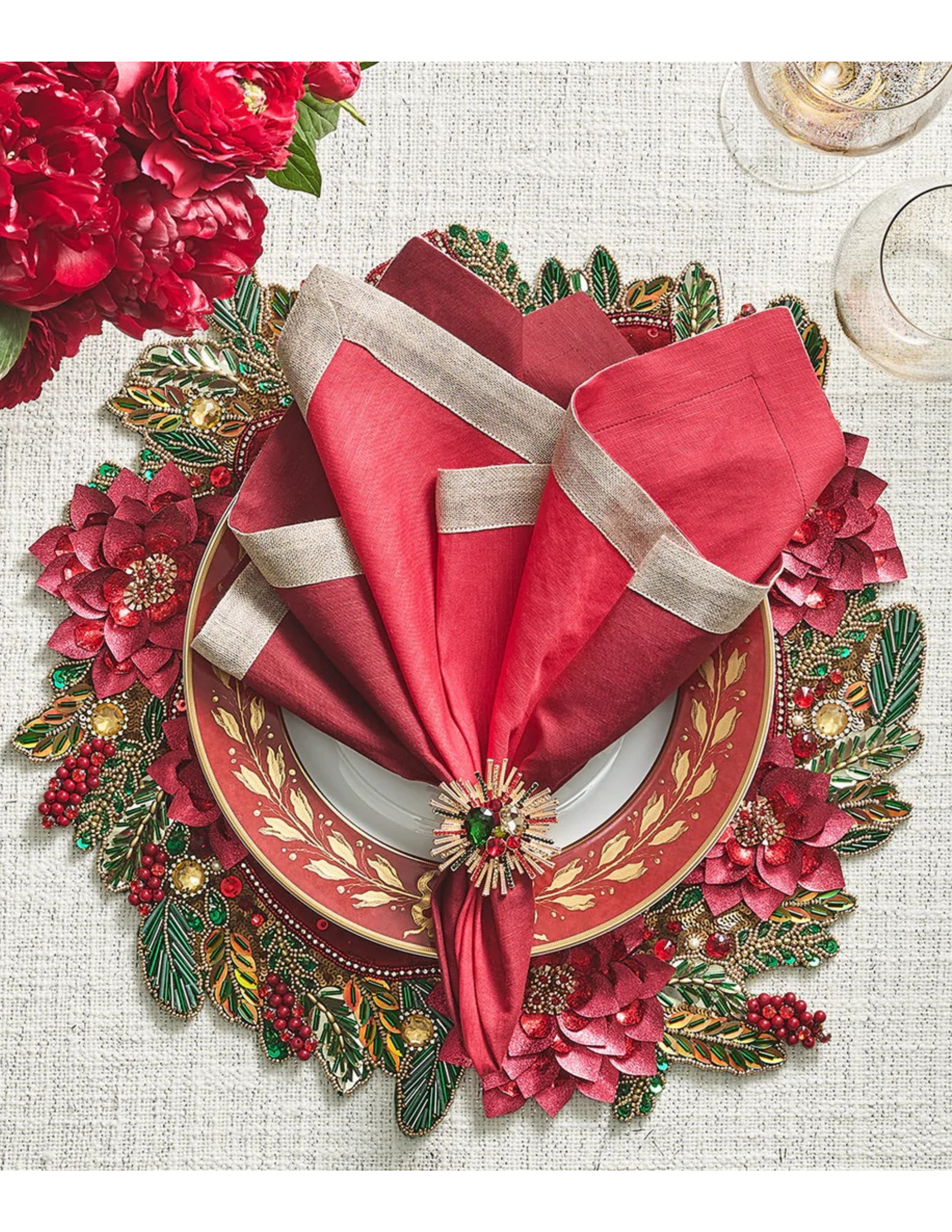 Dip Dye Napkin Set/4 - Red & Burgundy