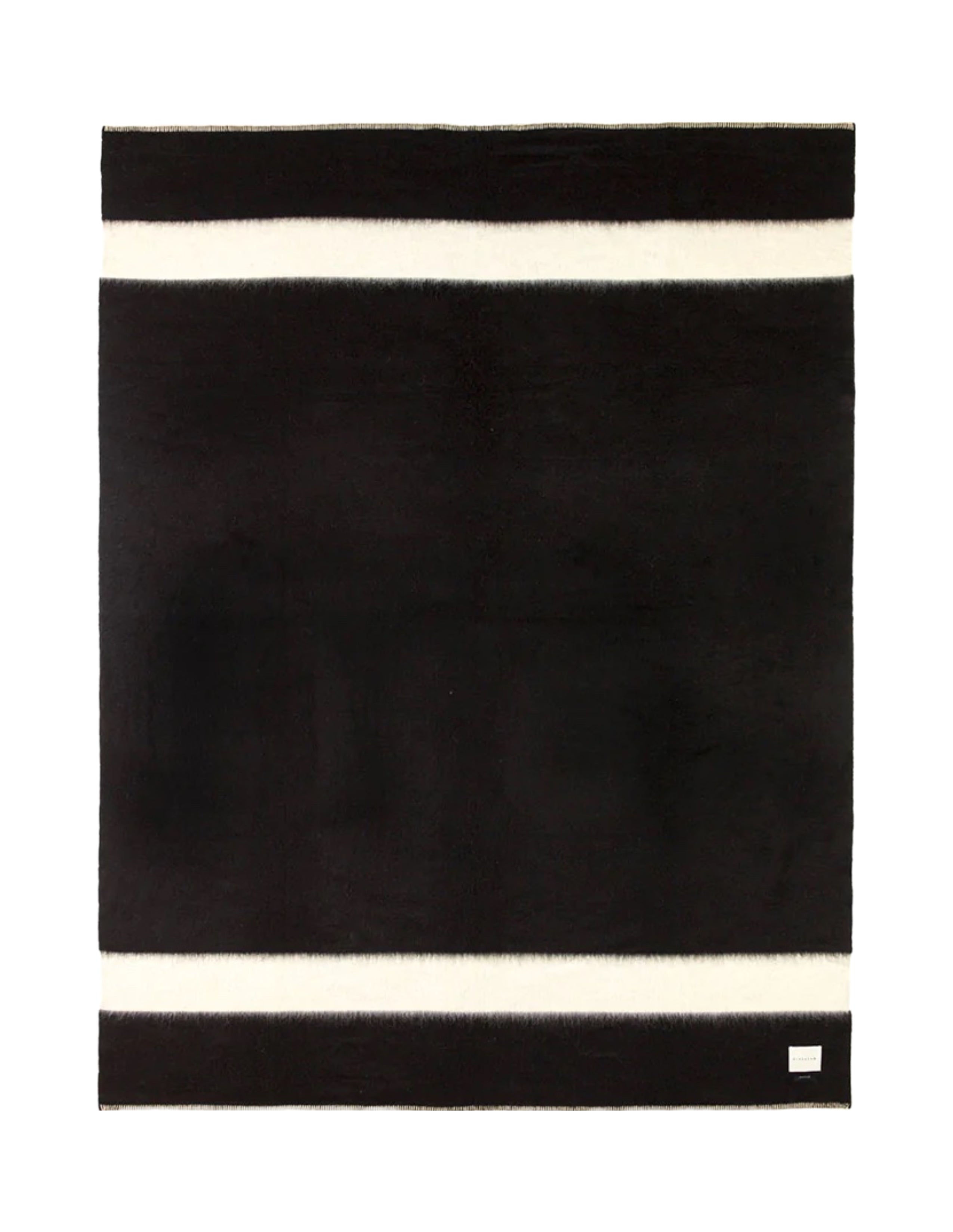The Siempre Recycled Blanket - Black with Ivory Stripe