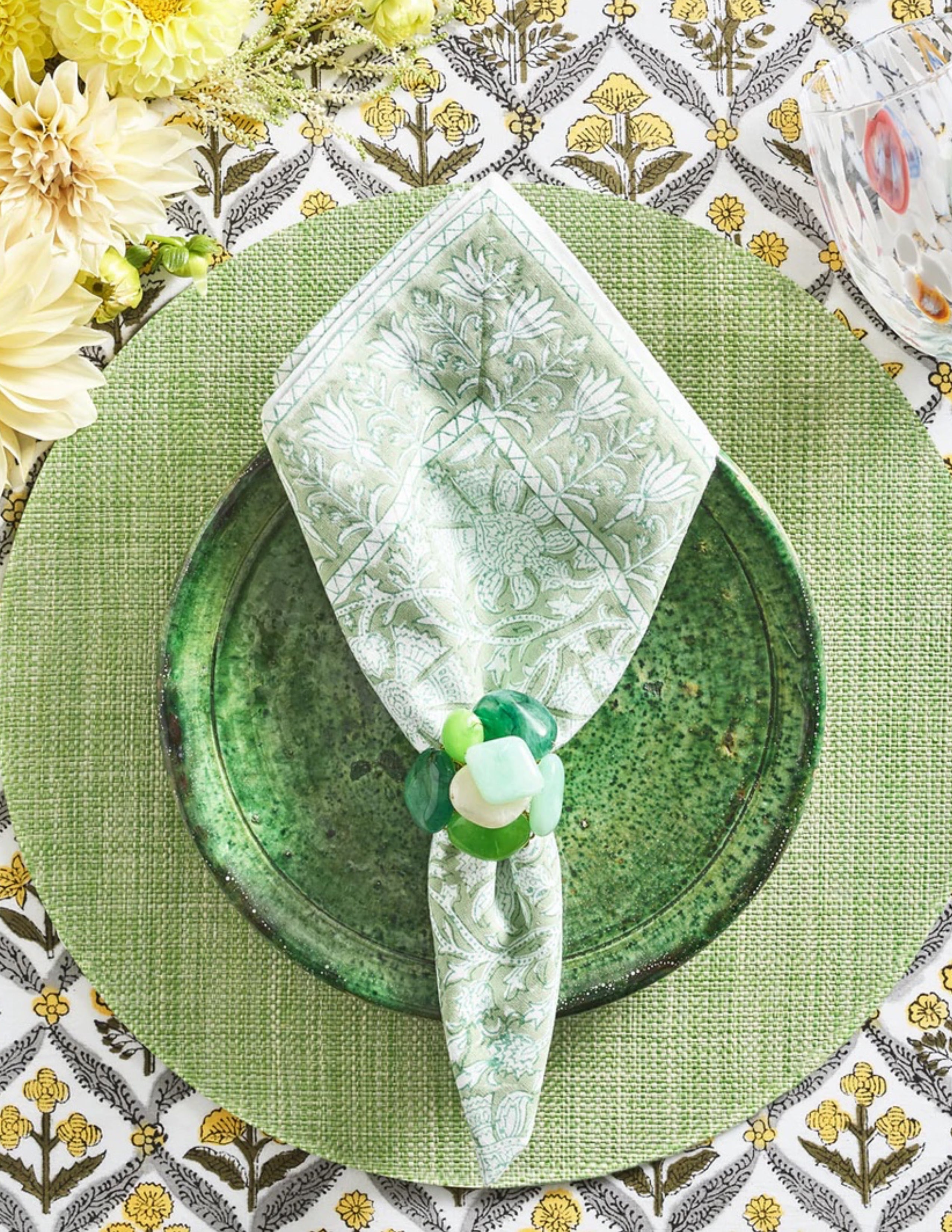 Sea Stone Napkin Ring Set/4 - Green
