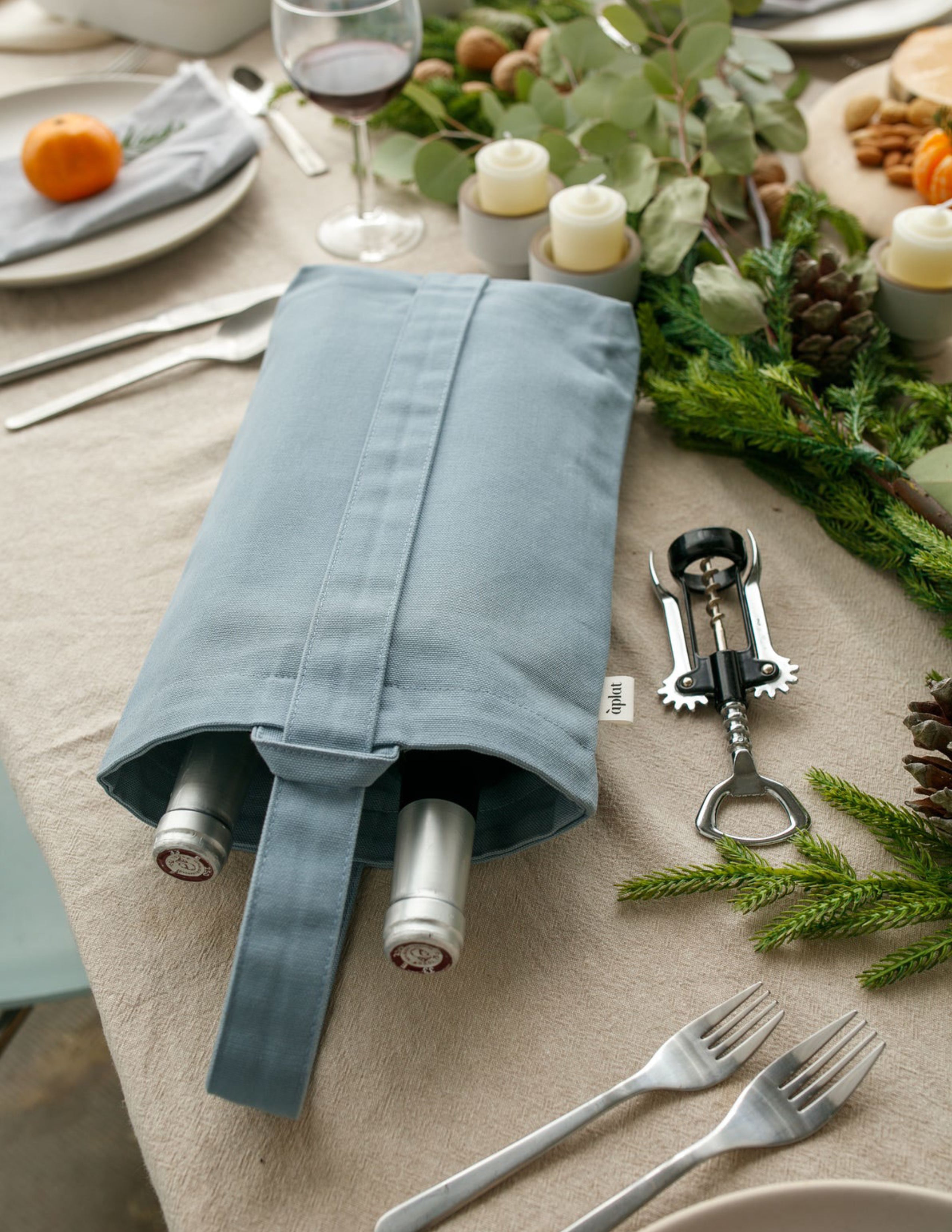 Vin Two Bottle Tote - Ice Blue