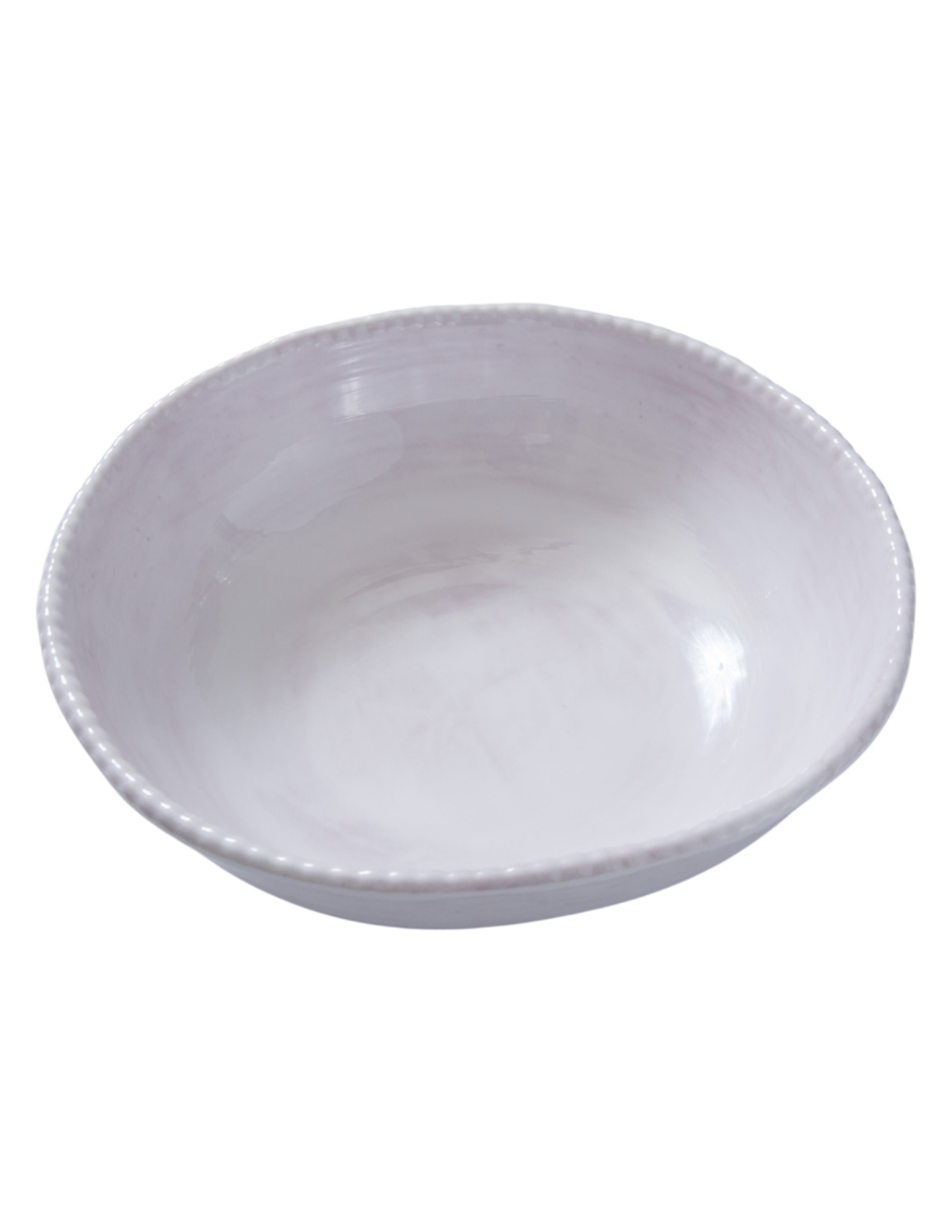 Beaded Serving Bowl - Pottery White