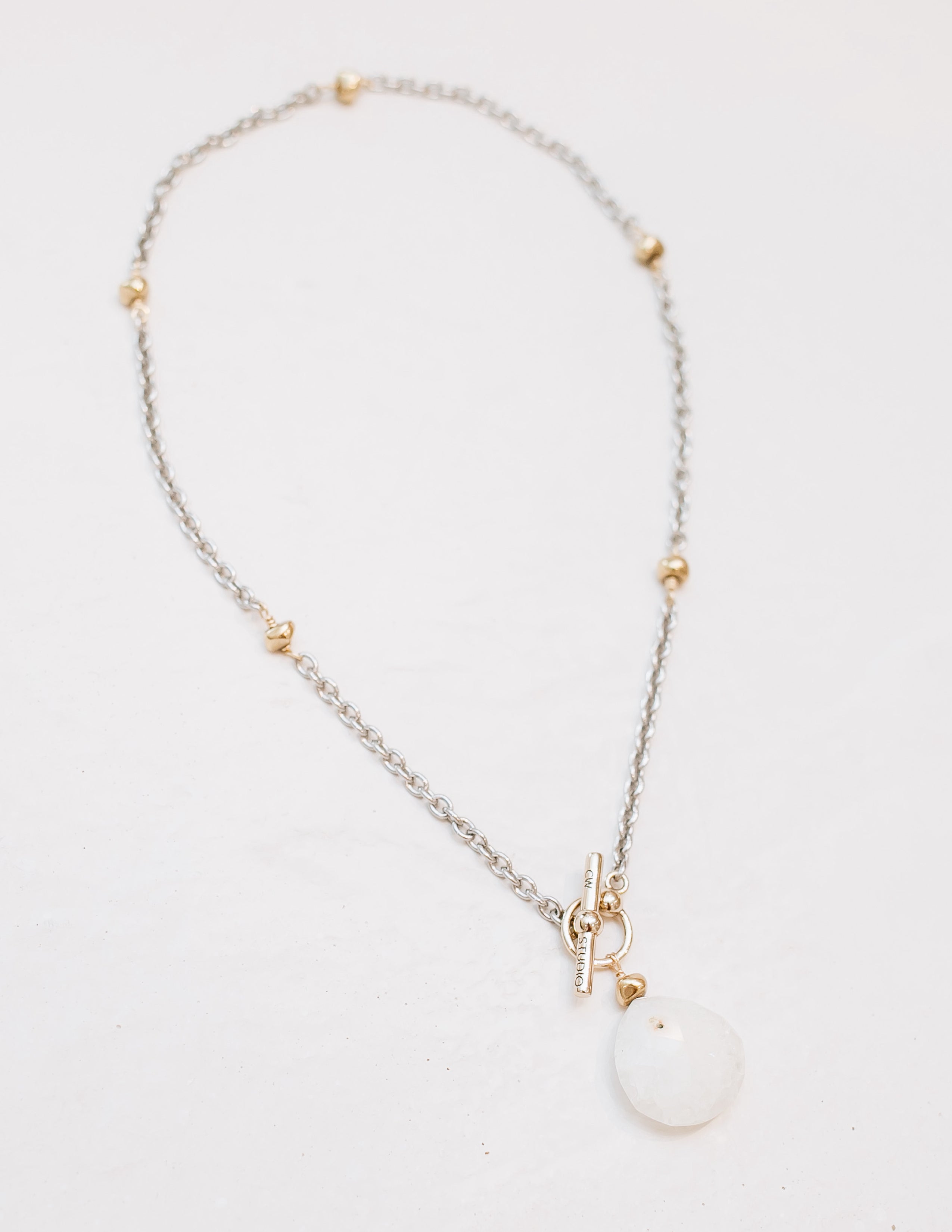 Solar Quartz Teardrop Chunk Chain Necklace