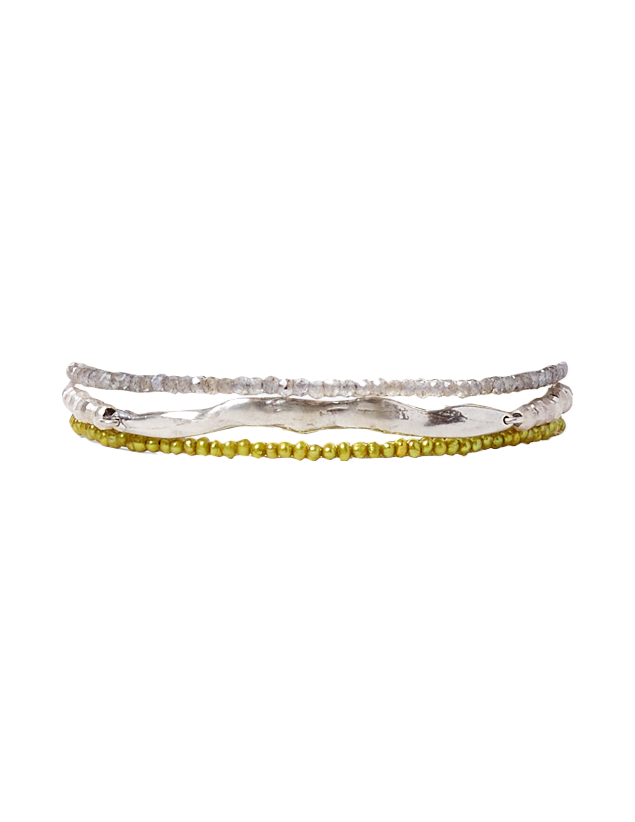 Green Pearl Mix Naked Wrap Bracelet