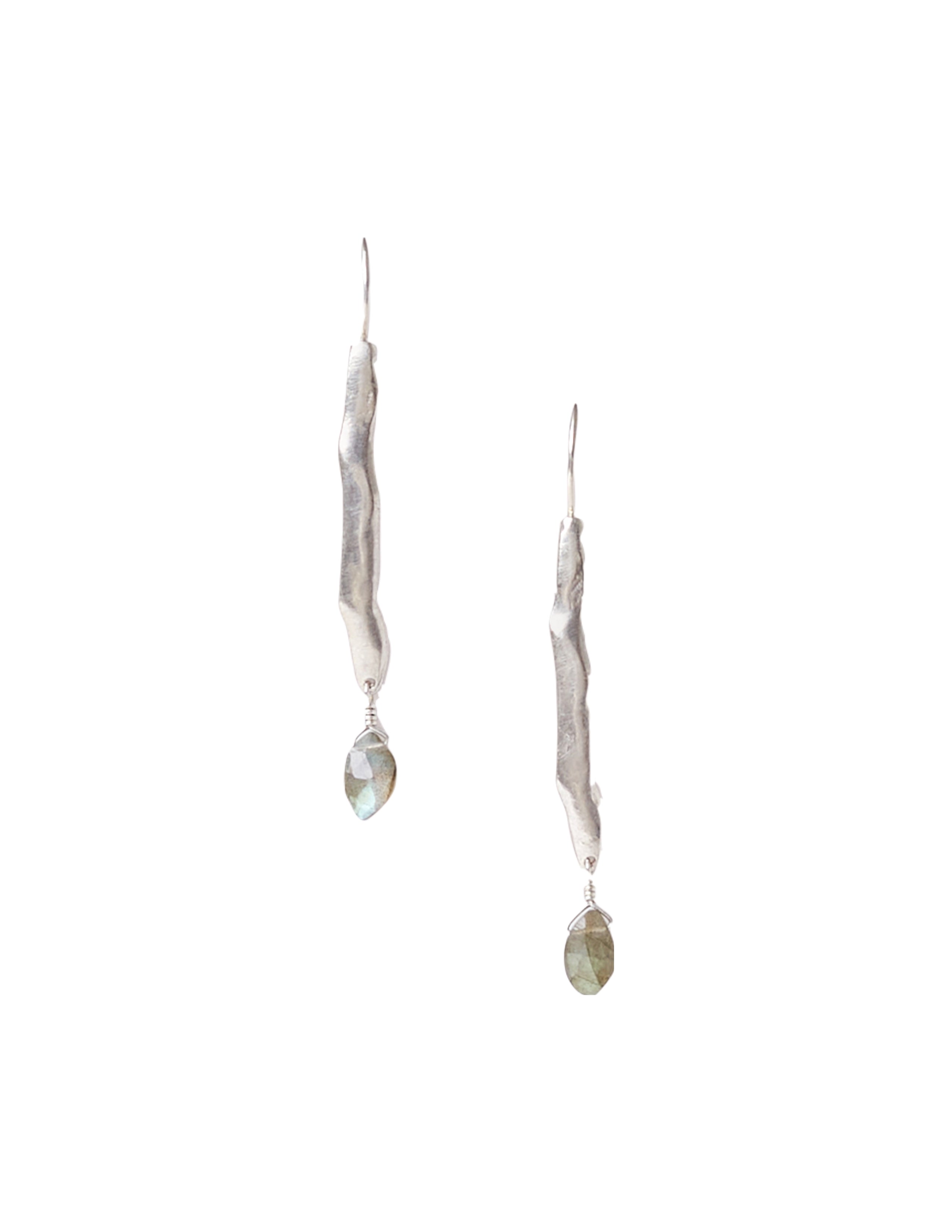 Silver Wave Labradorite Drop Earrings