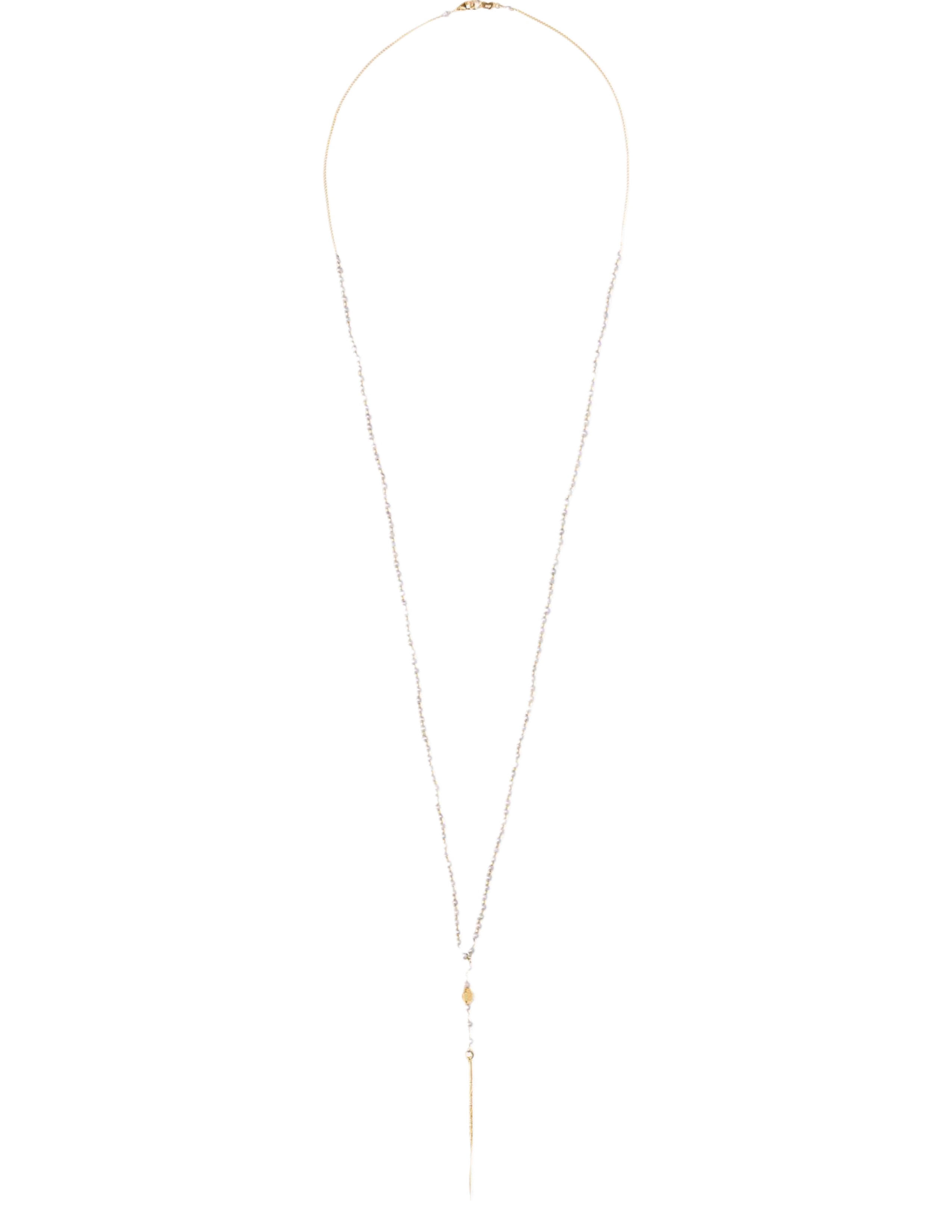 Grey Pearl And Gold Dagger Necklace