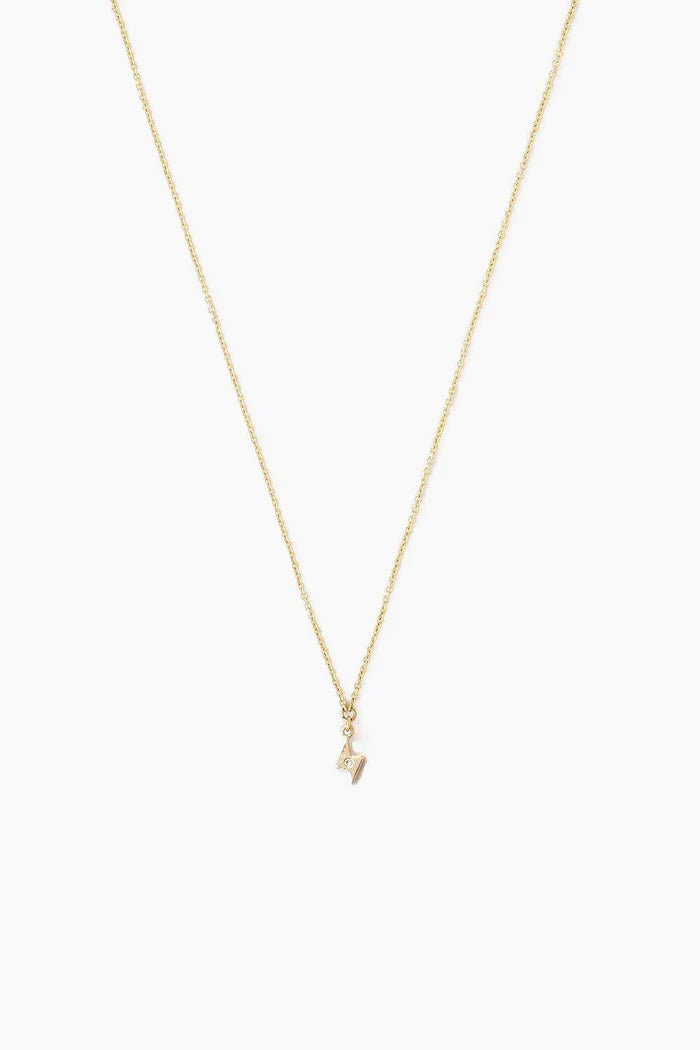 Lightning Bolt Necklace with Diamond Inlay