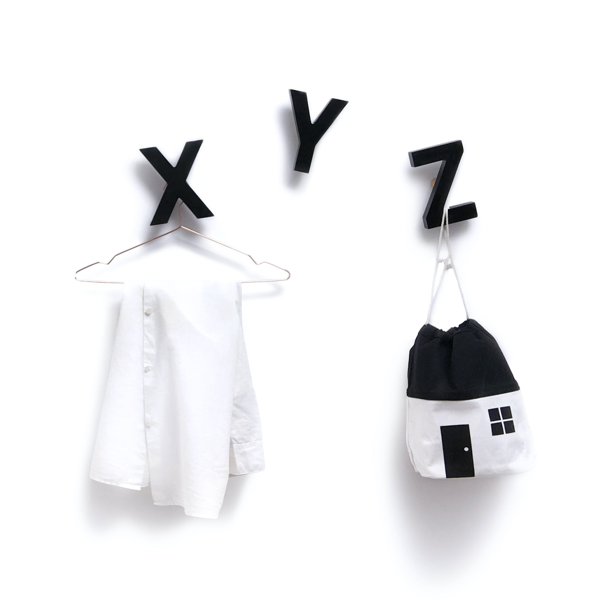 Alphabet Soup Wall Hooks XYZ - Black