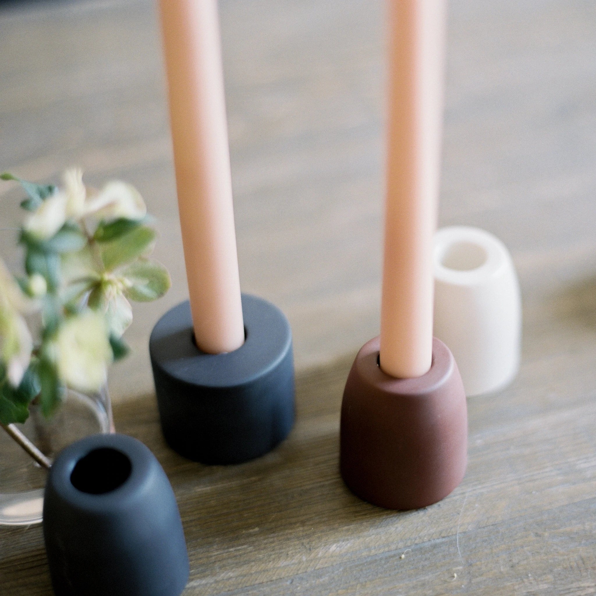 Petite Cylinder Ceramic Taper Holder - Smoke