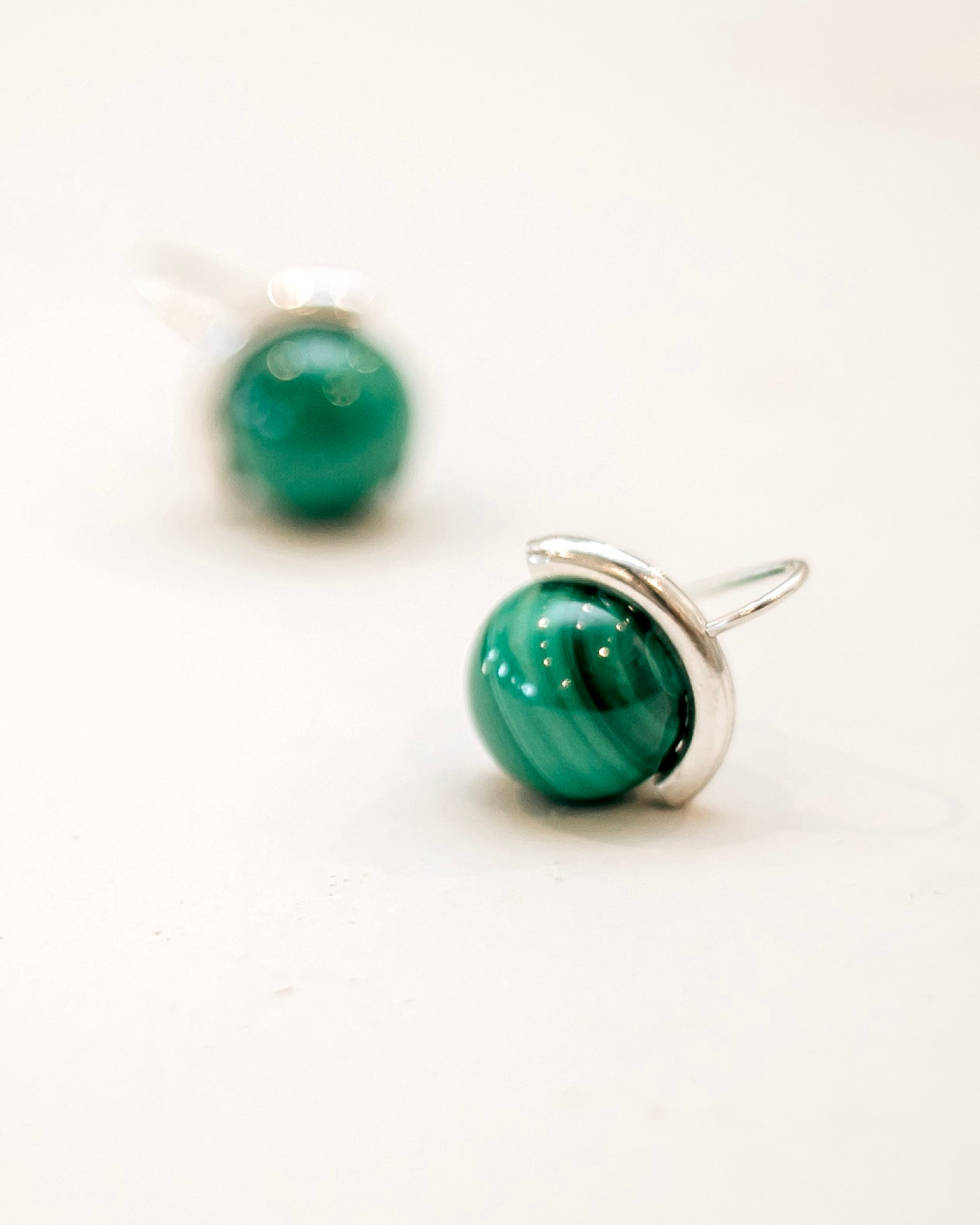 Pearl Sphere Earring - Malachite/Silver