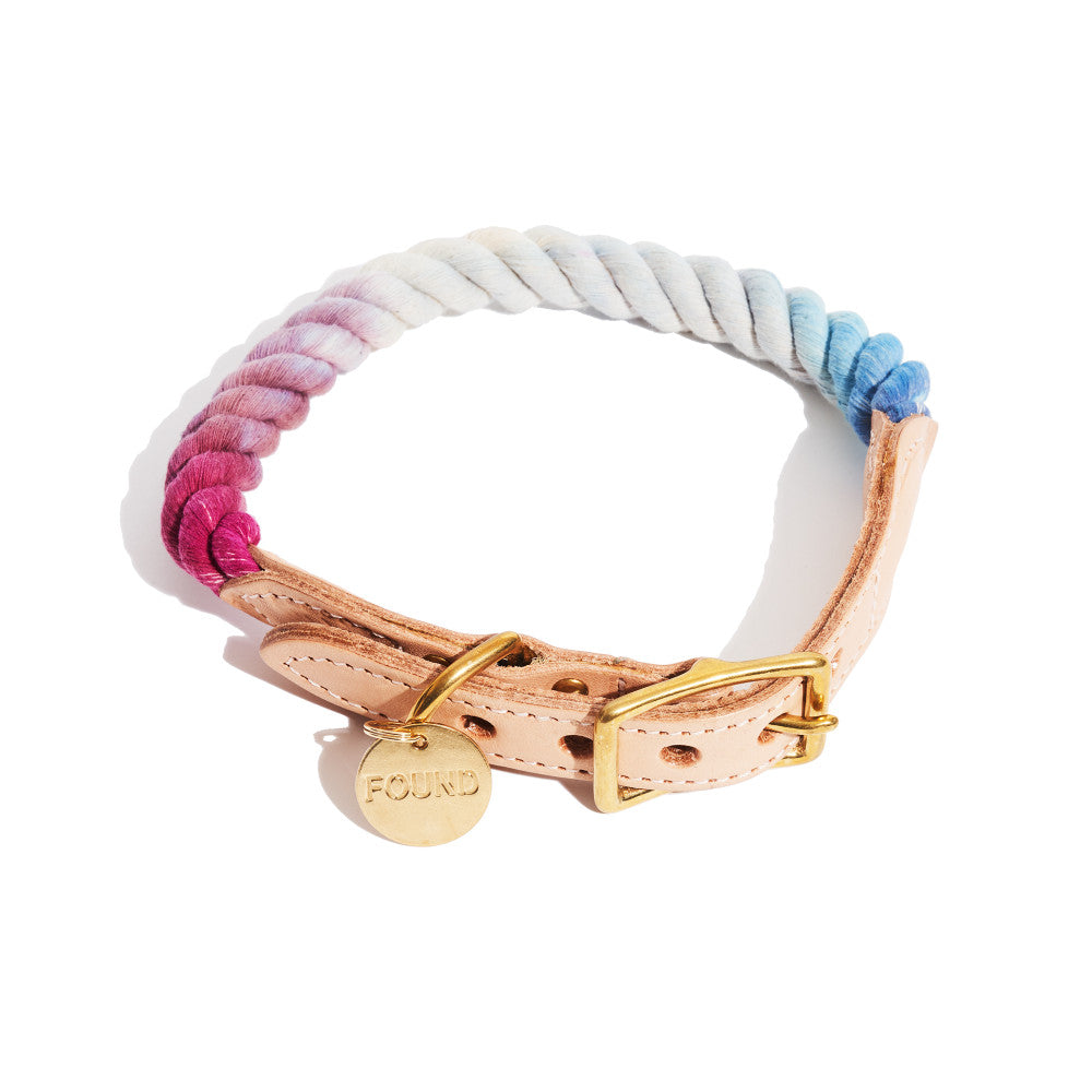 Mood Ring Ombre Rope & Leather Dog and Cat Collar