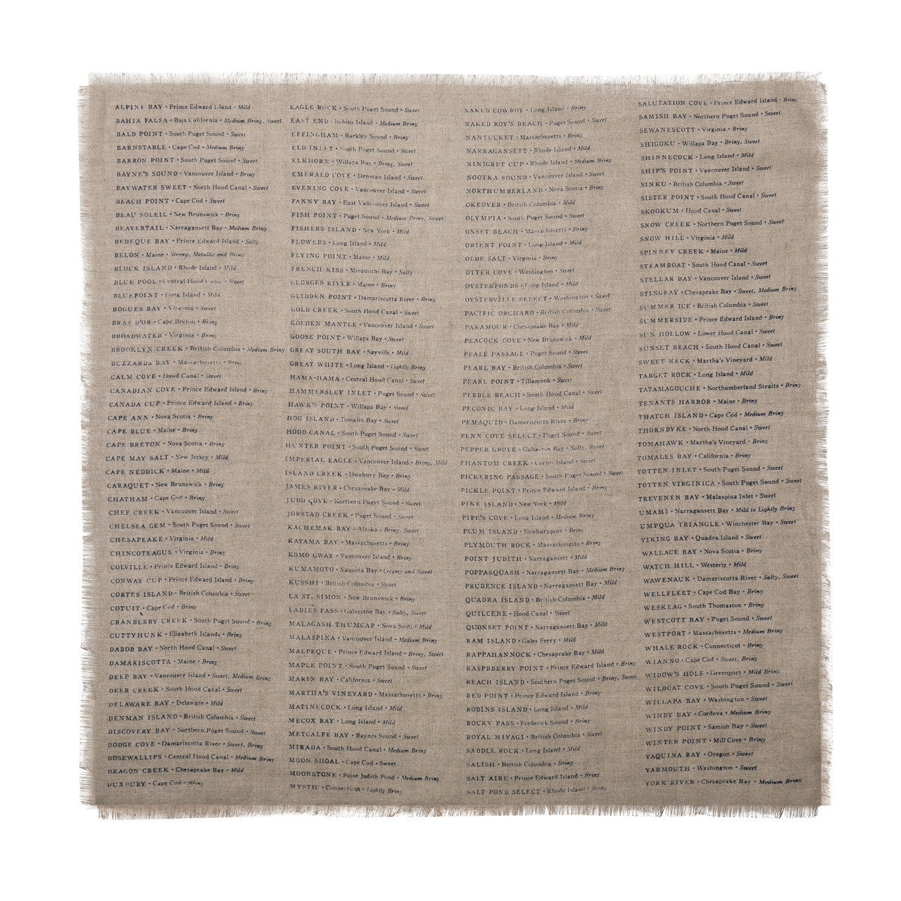 North American Oysters Napkin Set of 4 - Natural
