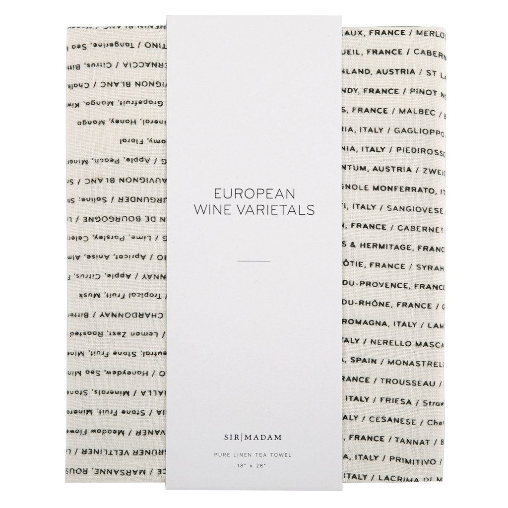Wine List Tea Towel