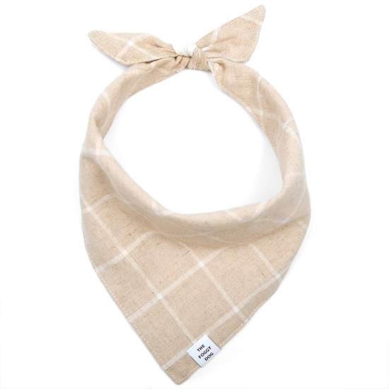 Flax Windowpane Check Dog Bandana