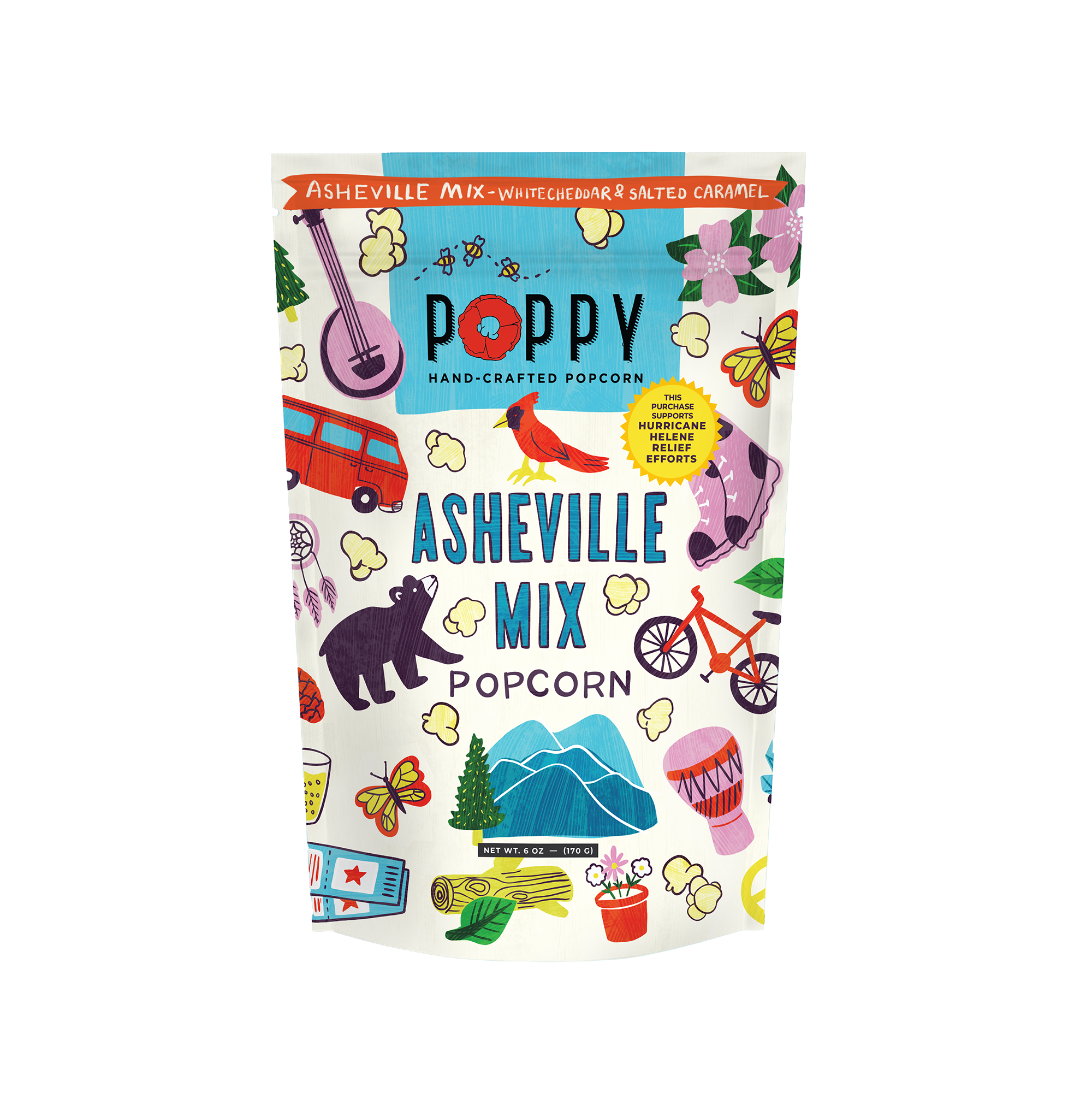 Poppy Hand-Crafted Popcorn - Asheville Mix Artist Bag Popcorn