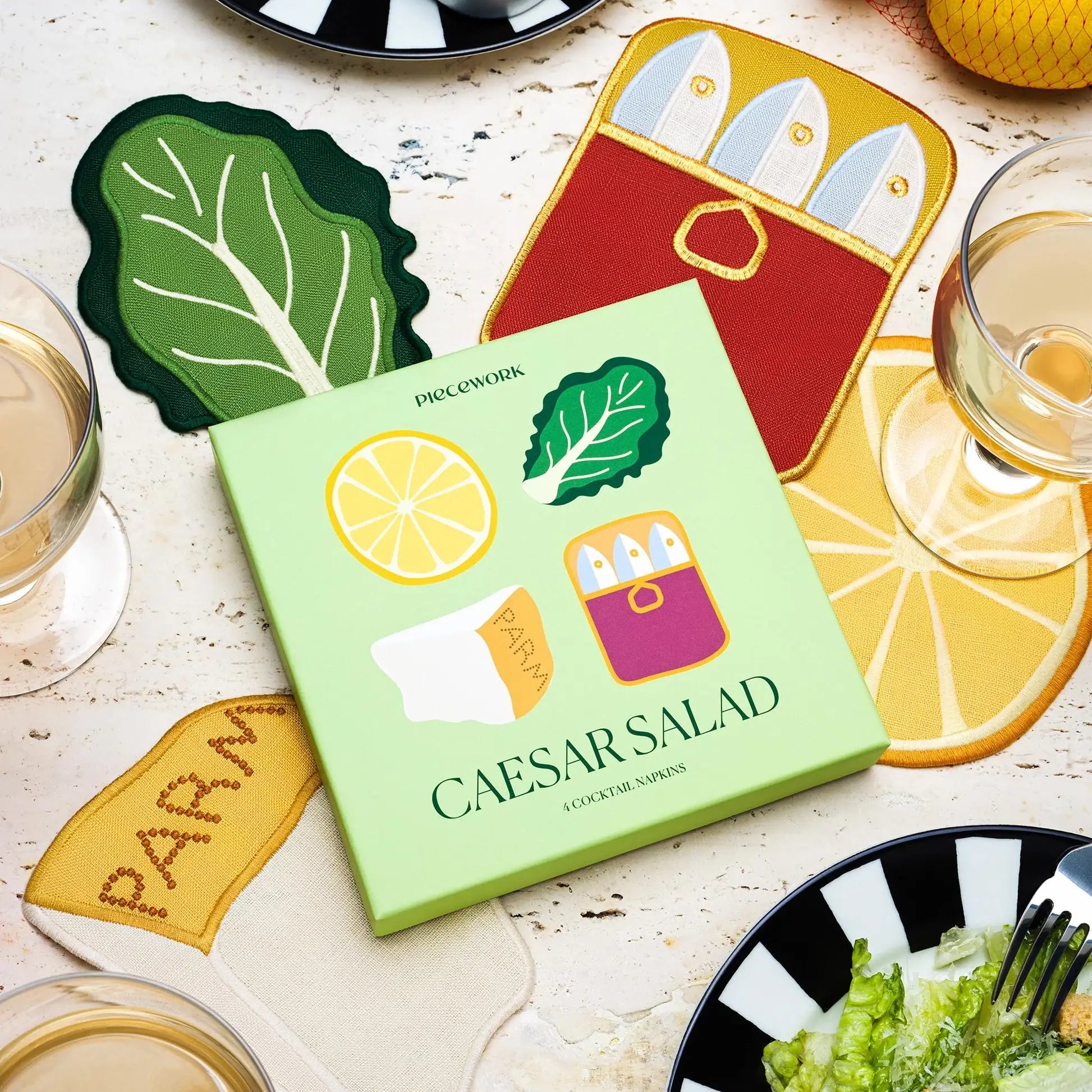 Piecework Puzzles - ✨NEW✨Caesar Salad Cocktail Napkins - Set of 4