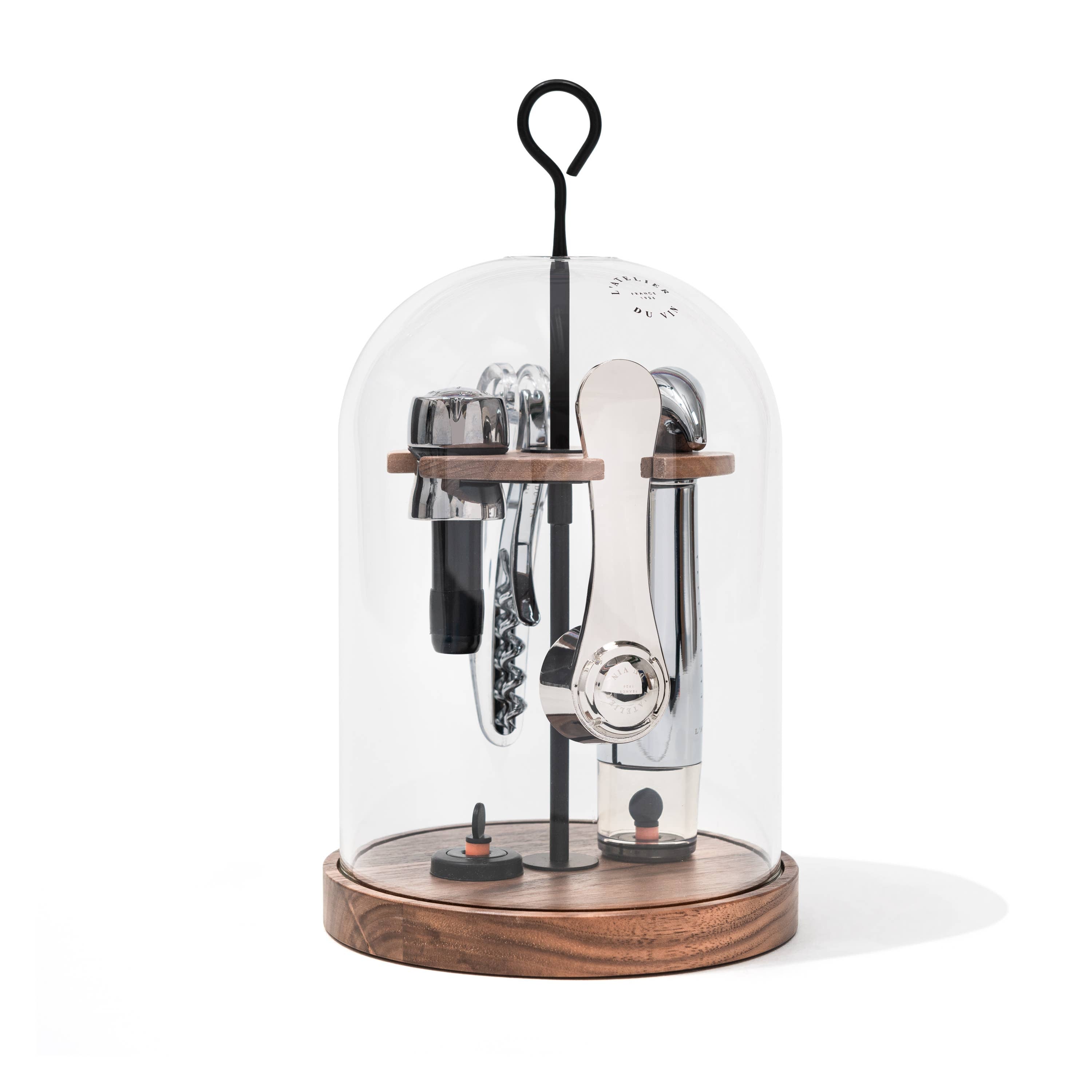 L'Atelier du Vin - USA - Wine Tools in a Wooden and Glass Set - THE GLOBE