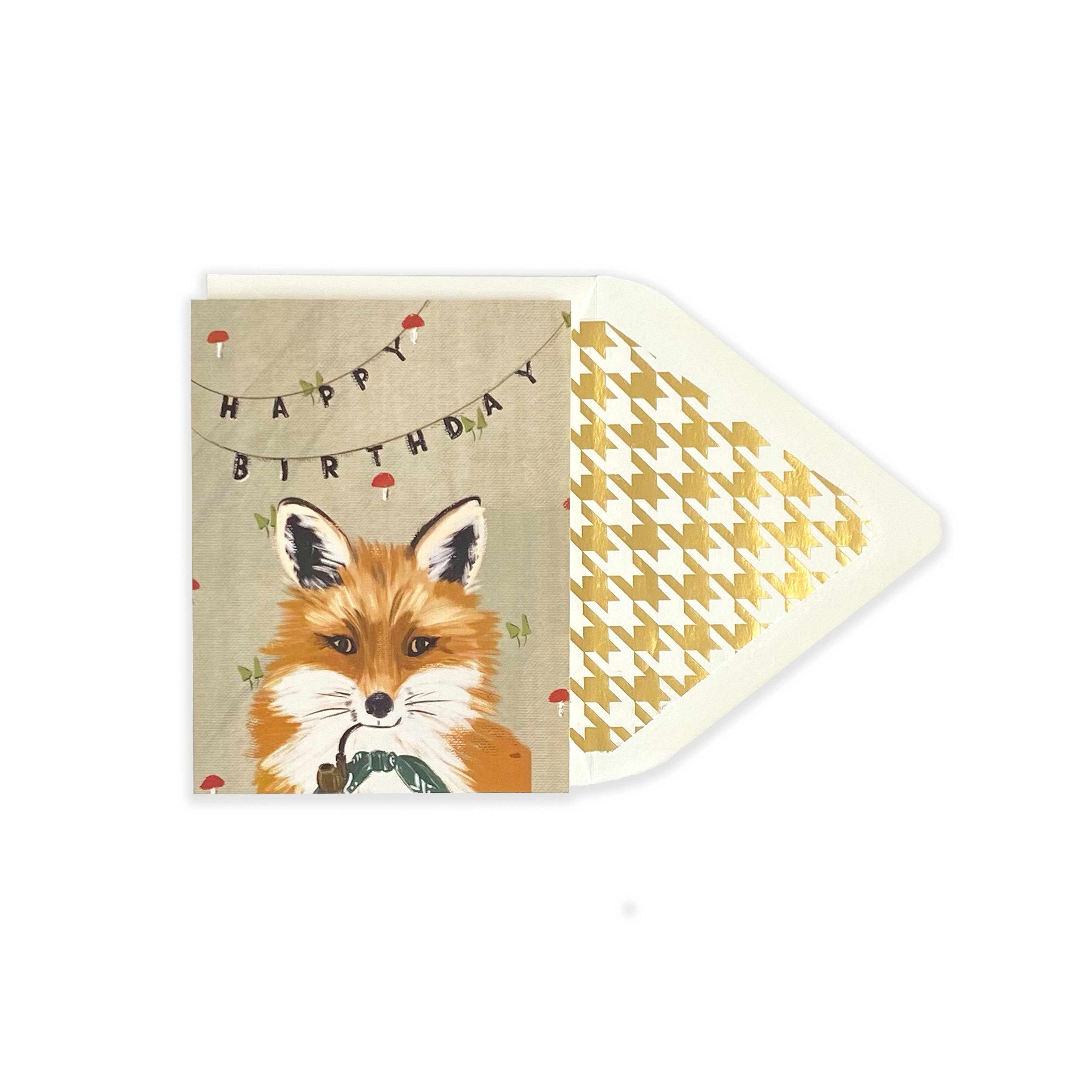 The First Snow - Distinguished Fox Happy Birthday Greeting Card