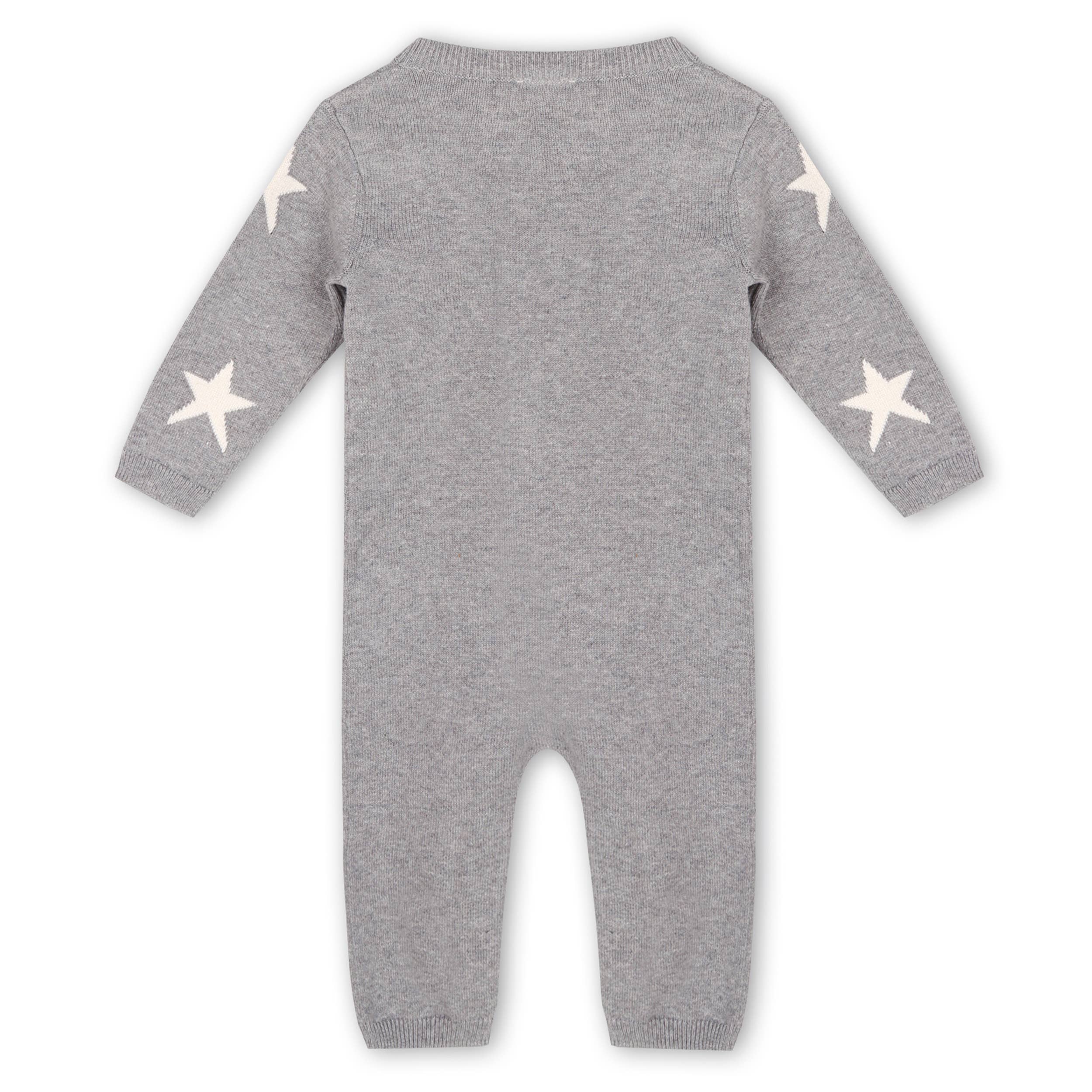 Star Jacquard Baby Sweater Knit Jumpsuit - Heather Grey