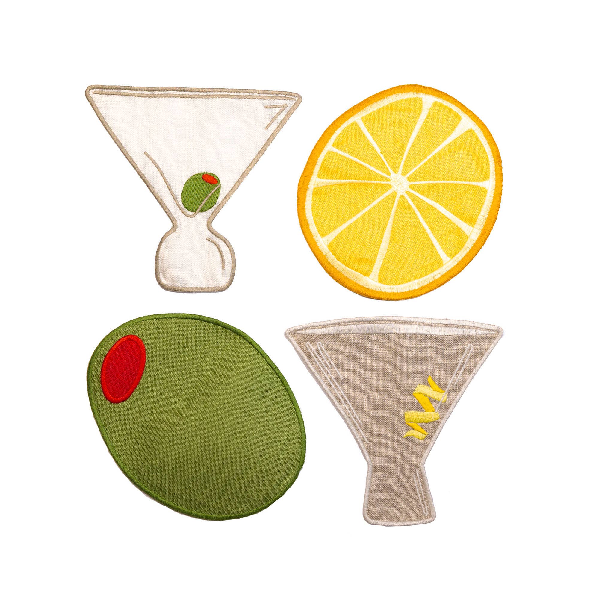 Piecework - ✨Back In Stock✨Martini Cocktail Napkins - Set Of 4