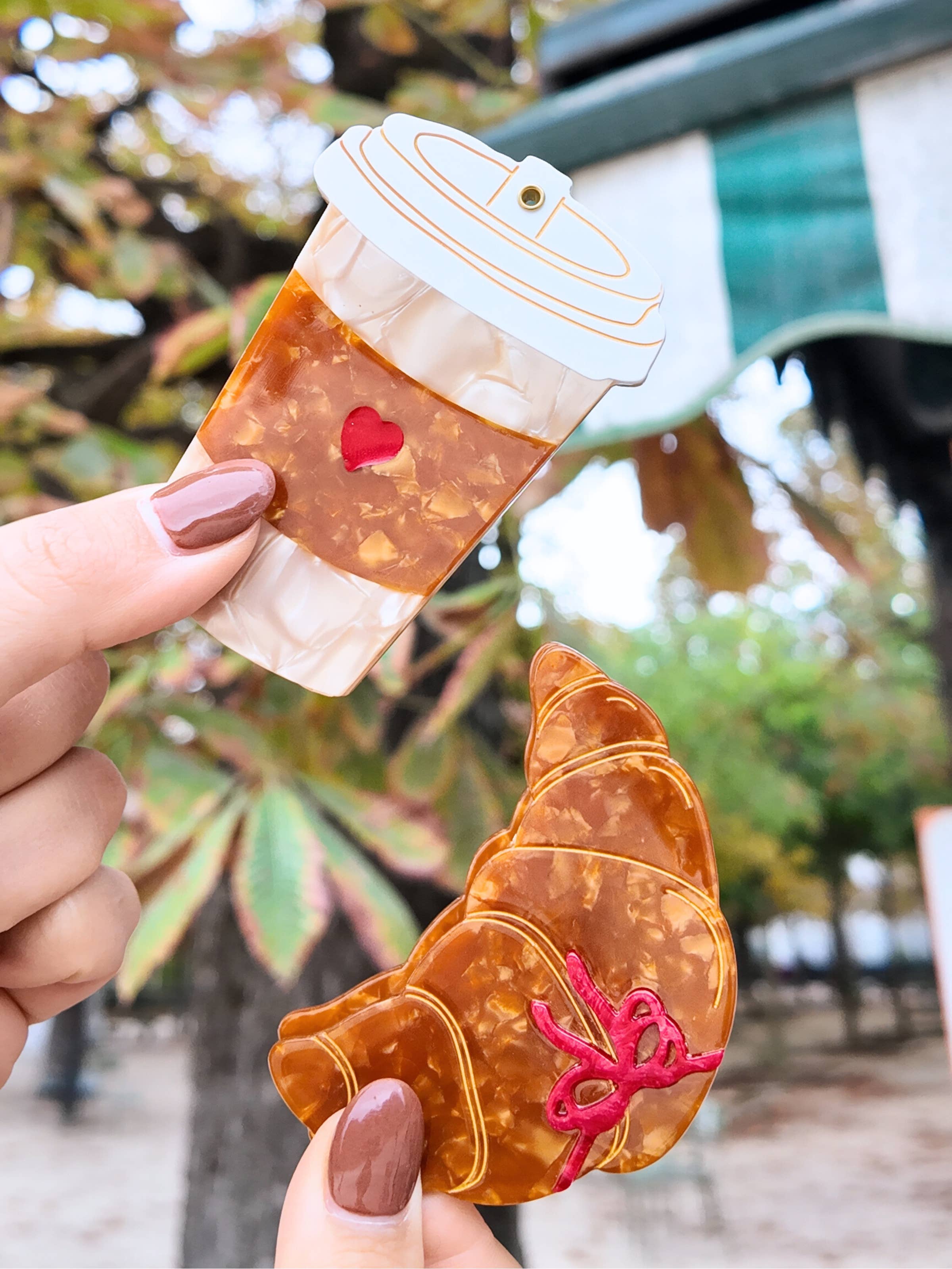 Solar Eclipse - Hand-painted Bow Croissant Compact Mirror | Eco-Friendly