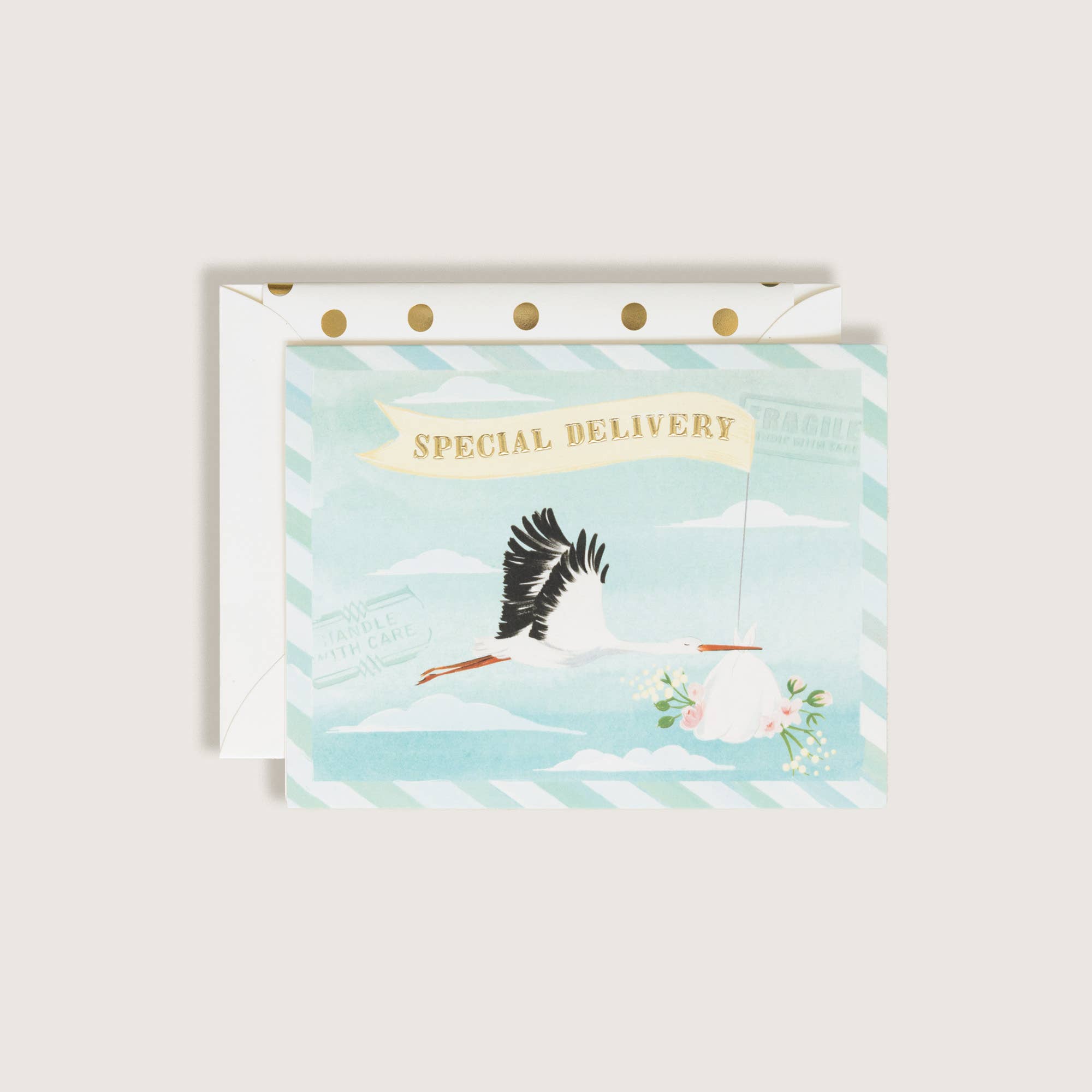 The First Snow - Special Delivery Baby Stork Greeting Card