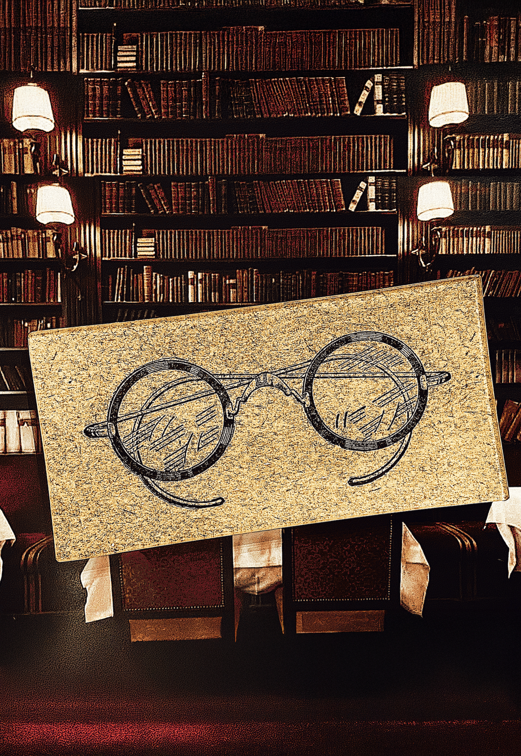 Antique Spectacles Decoupage Glass Tray