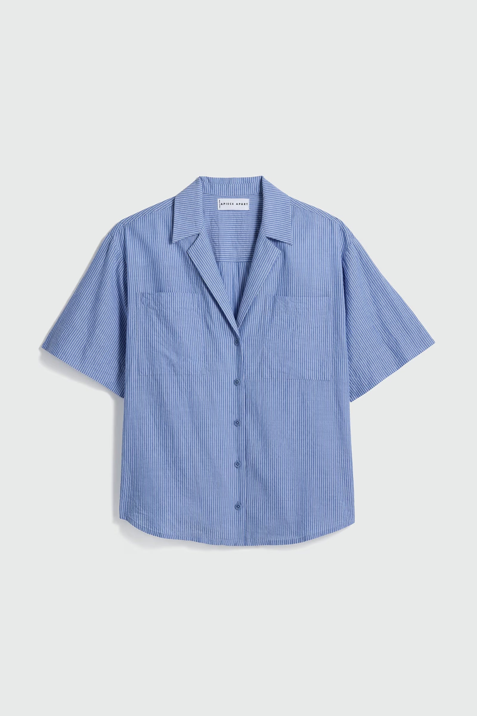 Valenti Button Up - Microstripe Blue & Cream