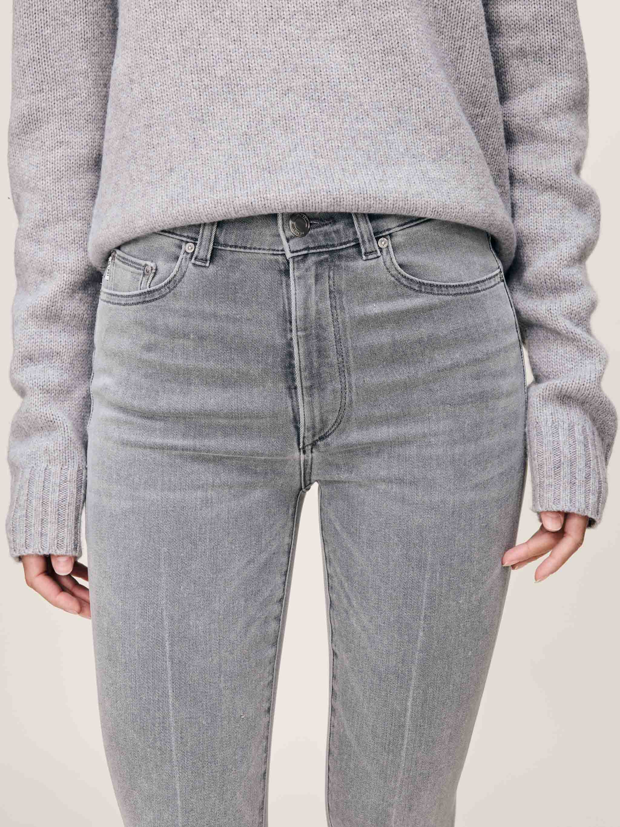 Bridget Boot High Rise Instasculp Crop Jeans - Grey Cove