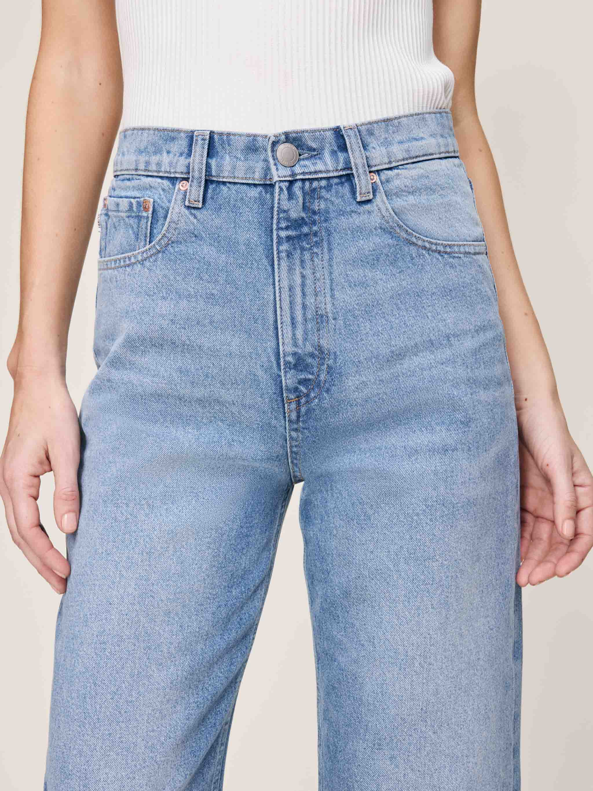 Karmine Refined Wide Leg High Rise 31" Jeans - Salt Lake