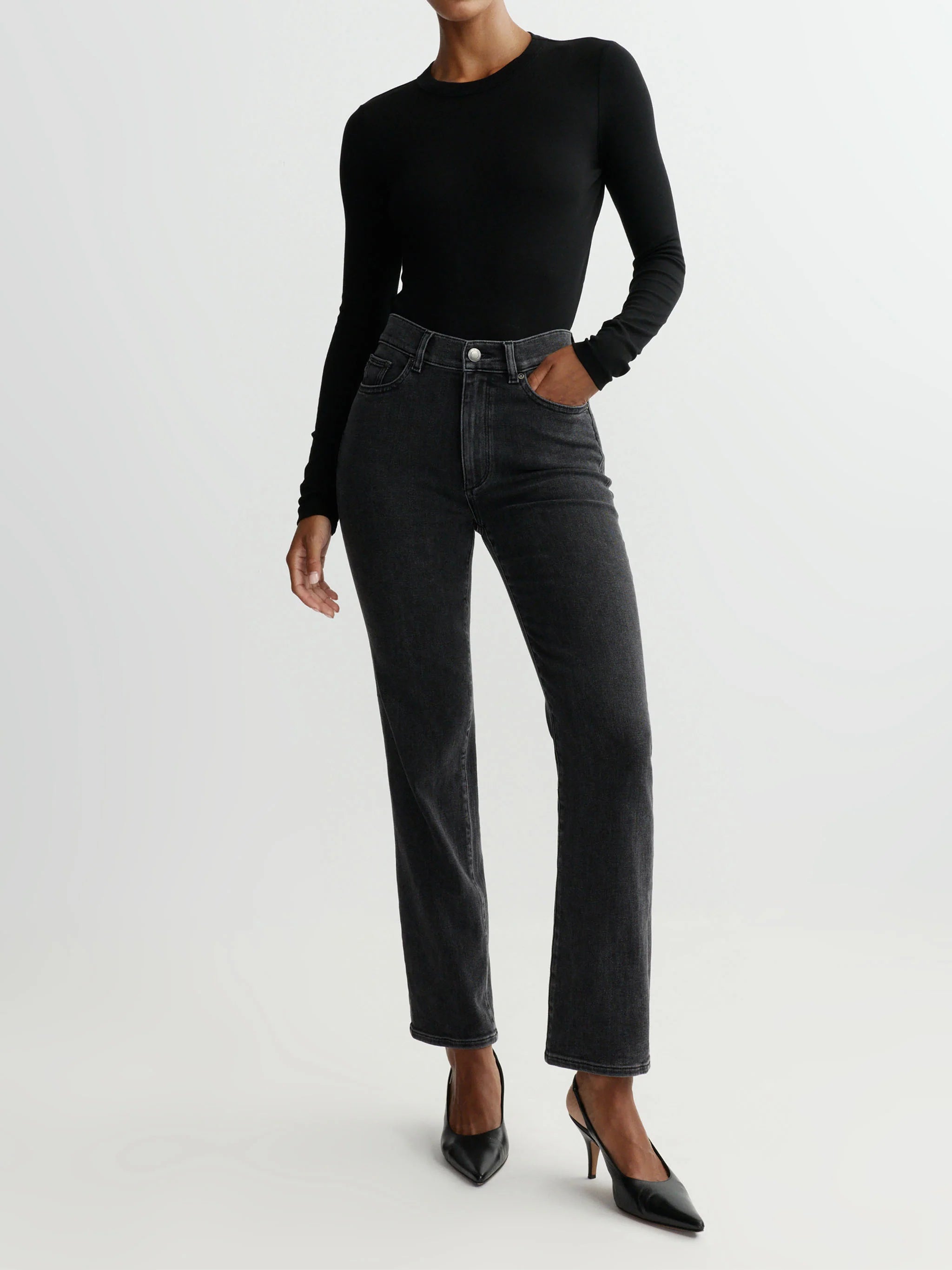 Halle Strait Petite High Rise Instasclupt 25" - Nightshade