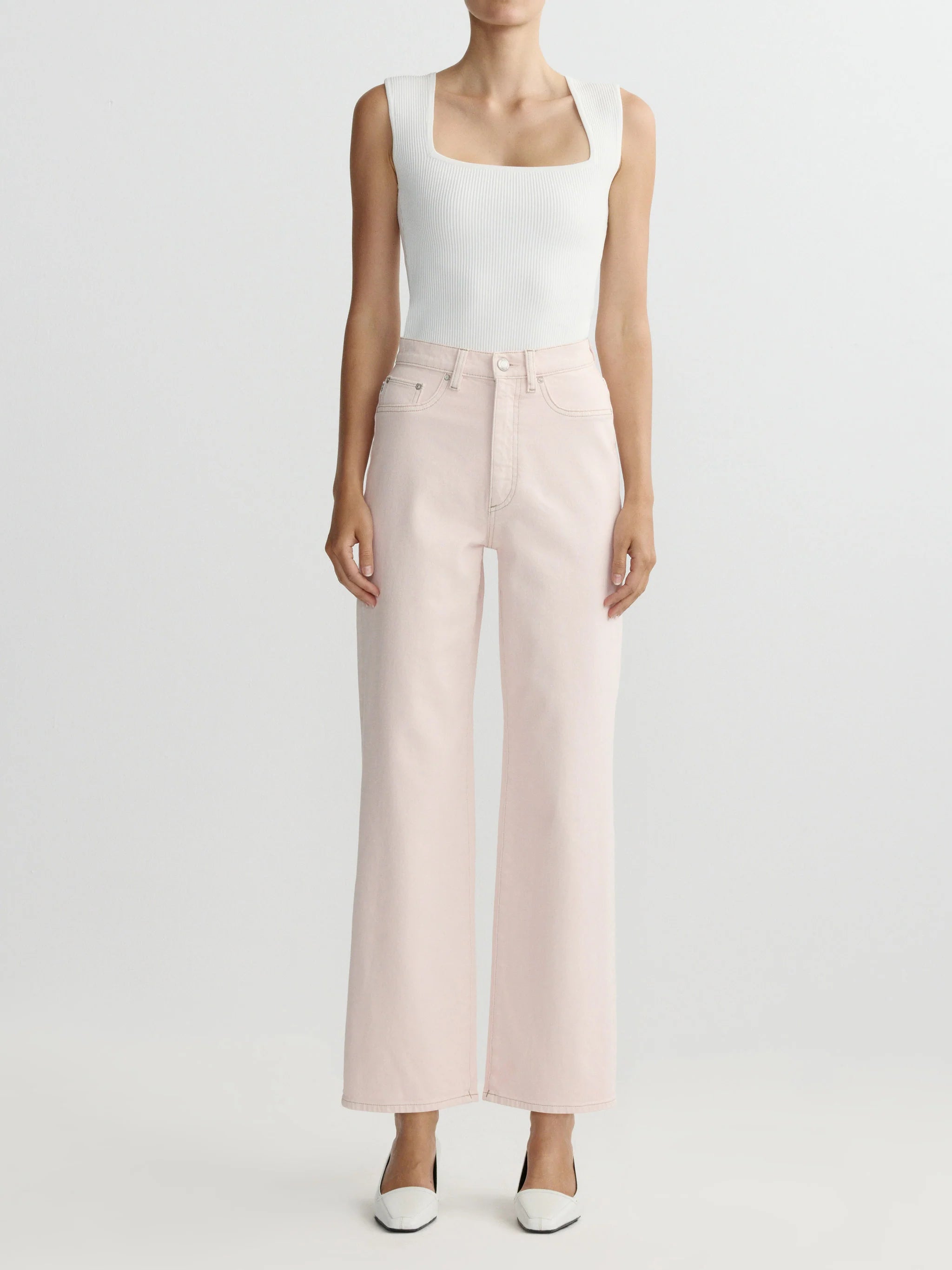 Karmine Refined Wide Leg High Rise 28" Jeans - Ballet