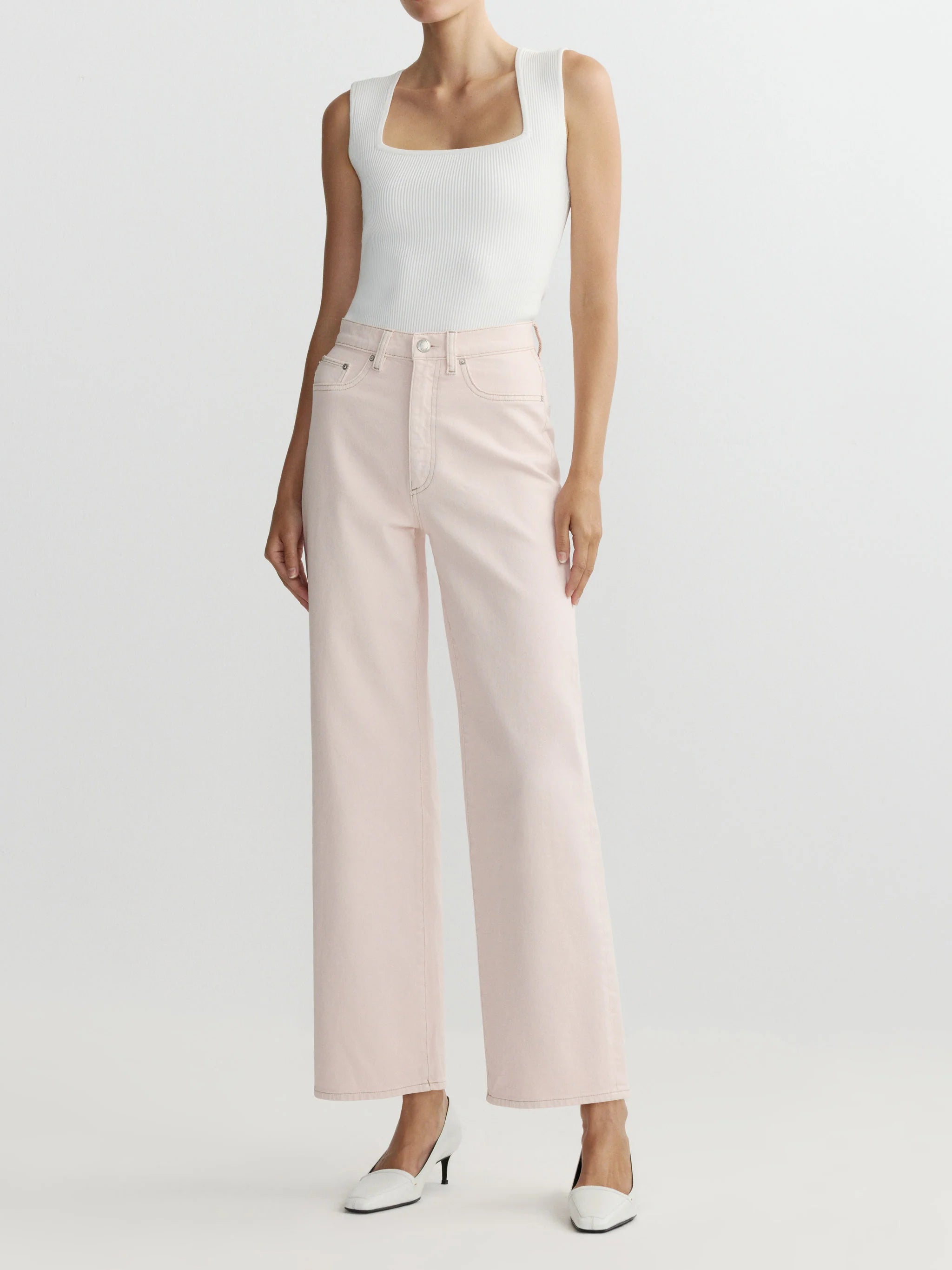 Karmine Refined Wide Leg High Rise 28" Jeans - Ballet