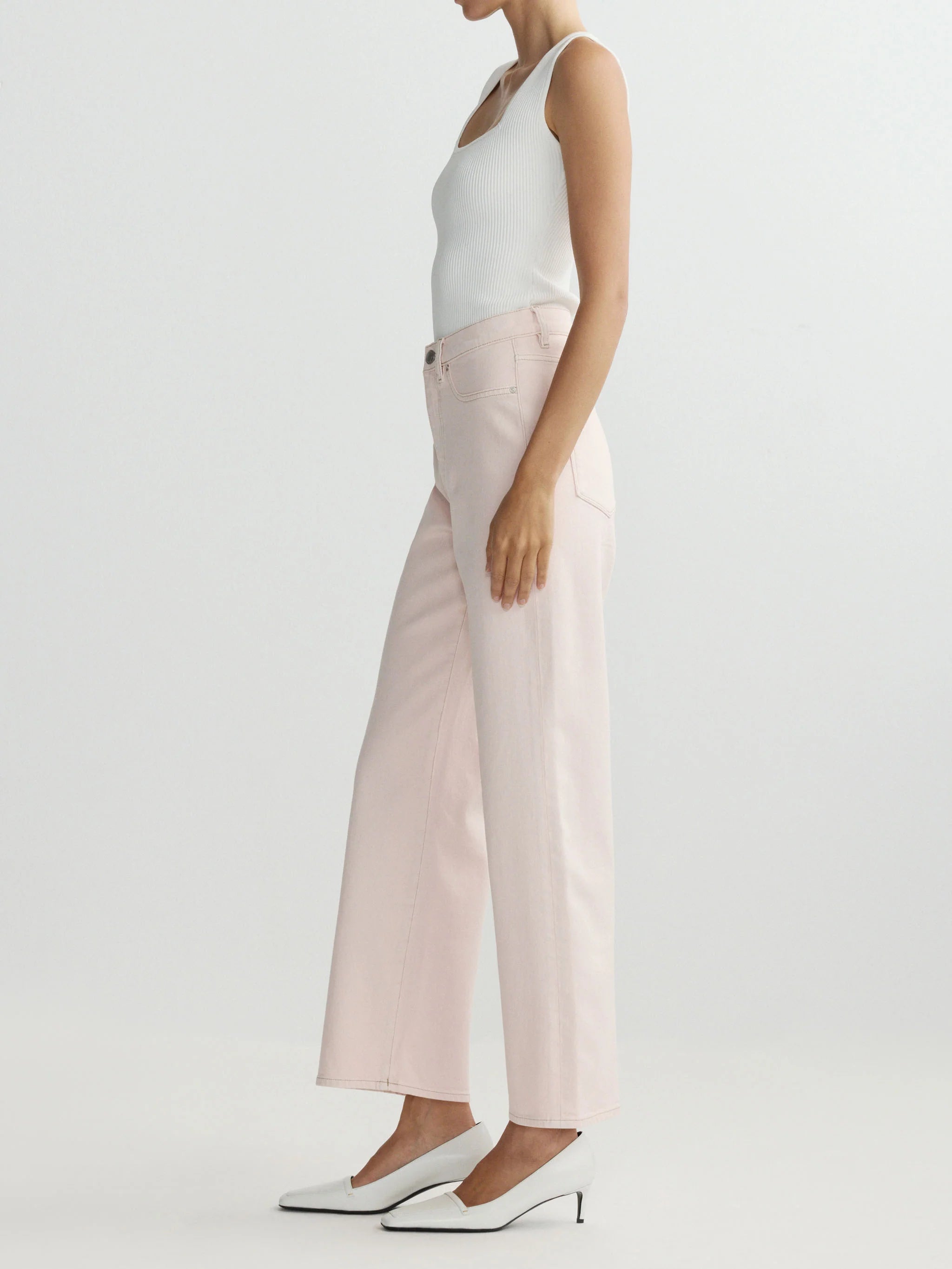 Karmine Refined Wide Leg High Rise 28" Jeans - Ballet