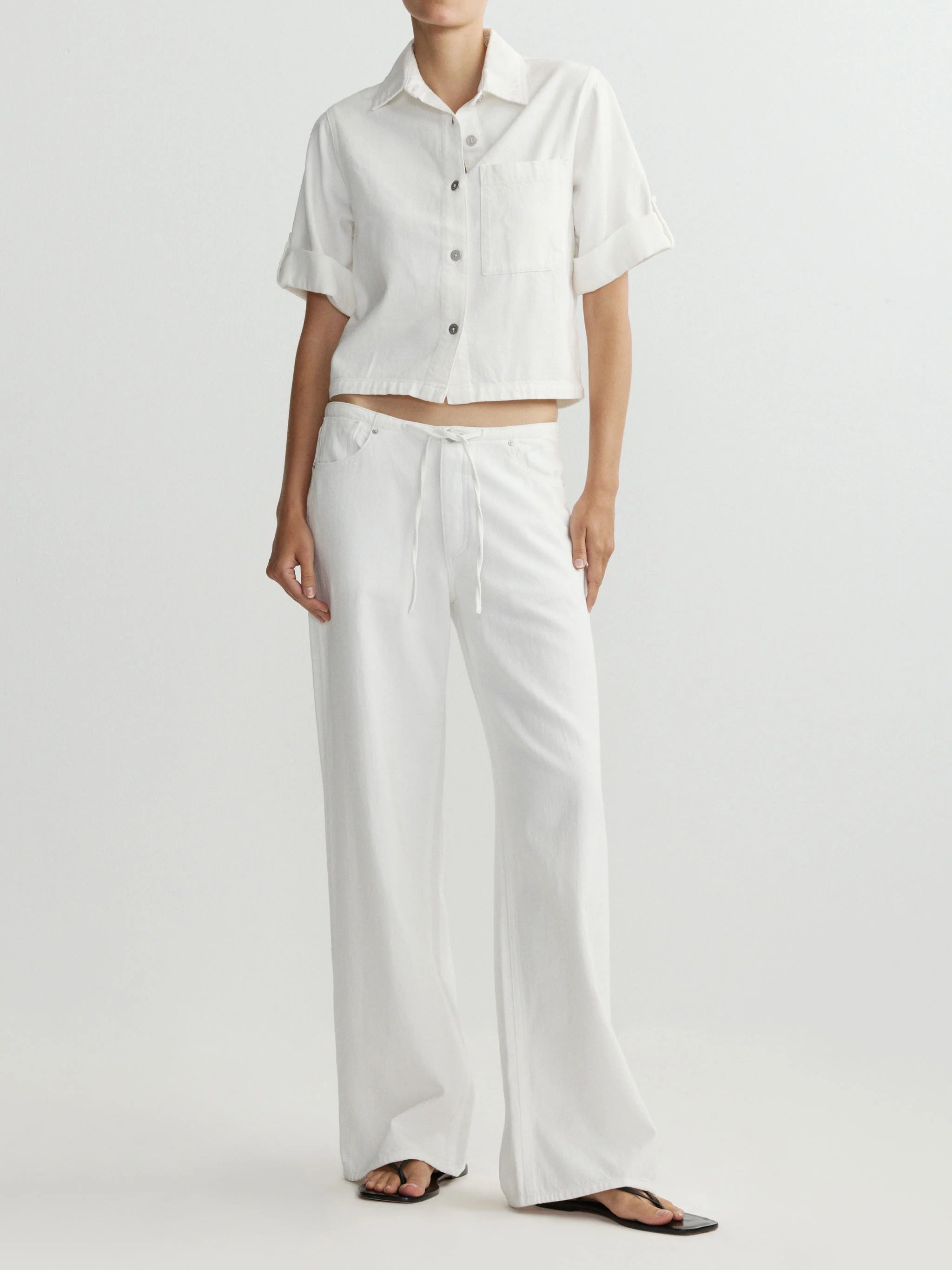 Montauk Shirt Cuffed Sleeve - White Aura