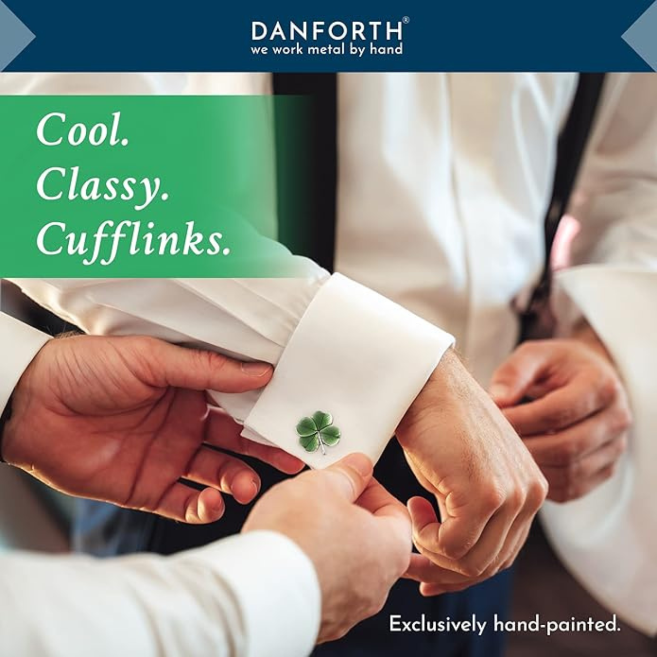 Danforth Pewter | Handcrafted Heirloom Quality Gifts - Clover / Green Cufflinks